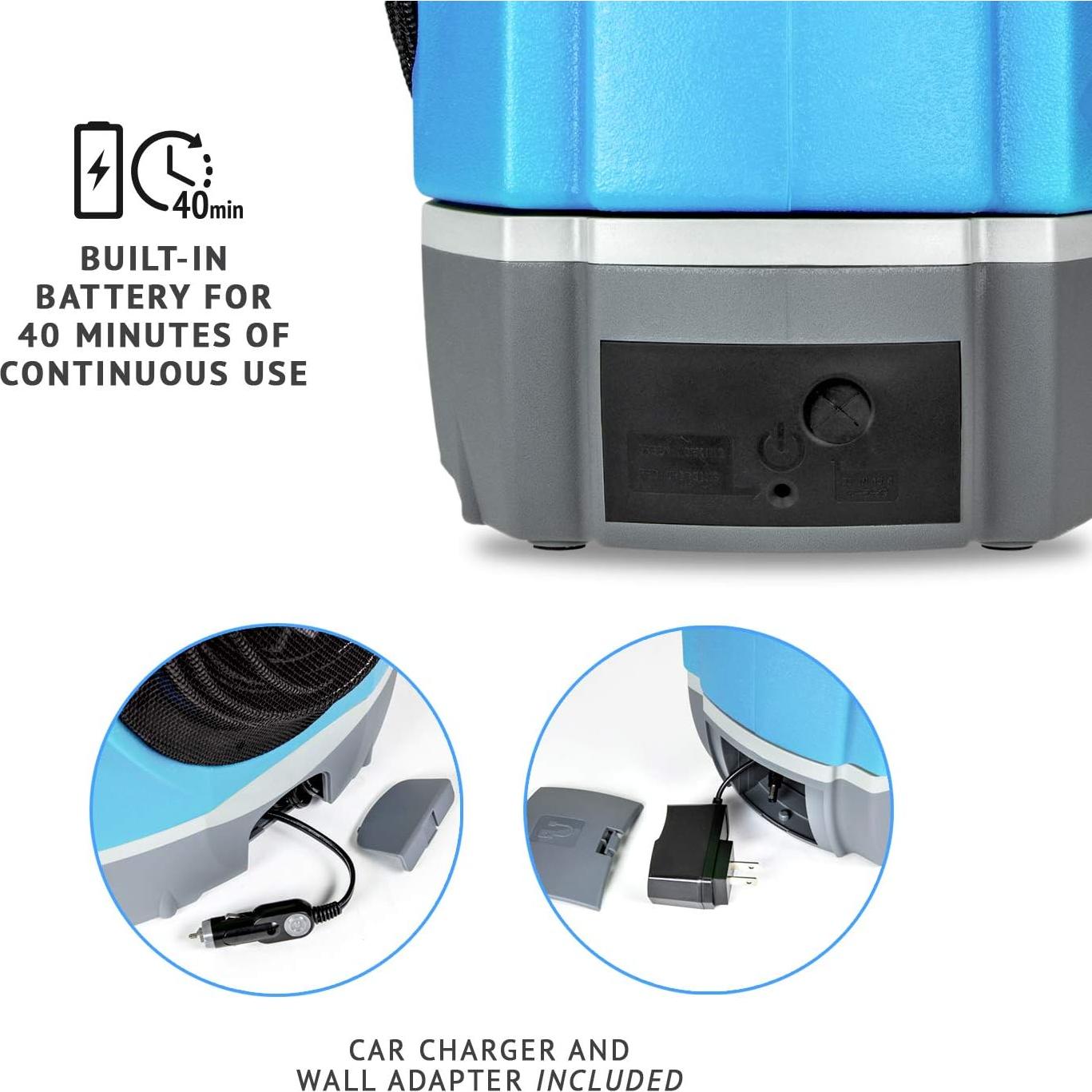 Ivation Multipurpose Portable Spray Washer w/Water Tank – Built in Rechargeable 2200 mAh Lithium Battery and 12v Car Plug - Metal Trigger Guns, Shower & Brush Heads and Flexible Hose