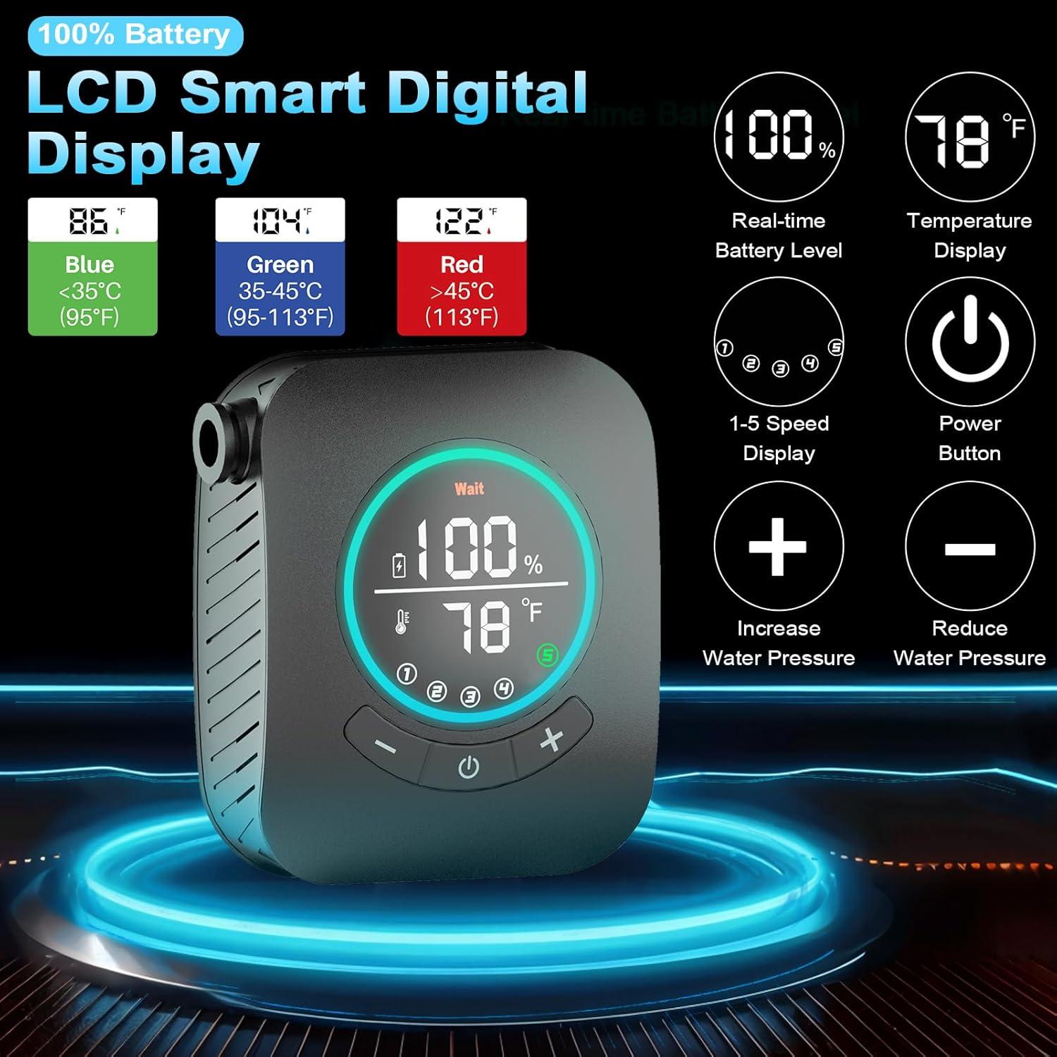 Ducha portátil AYWOHA A2501 8000mAh 5 velocidades LCD