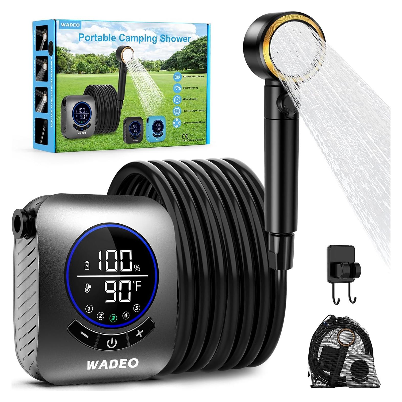 Ducha Portátil WADEO Camping 8000mAh IPX8 5 Modos de Rocío