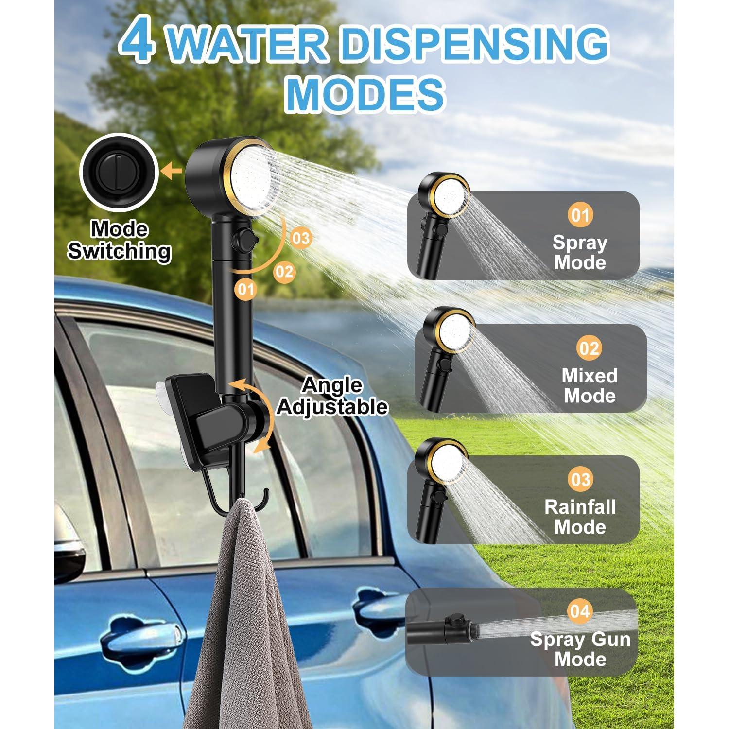 Ducha Portátil WADEO Camping 8000mAh IPX8 5 Modos de Rocío