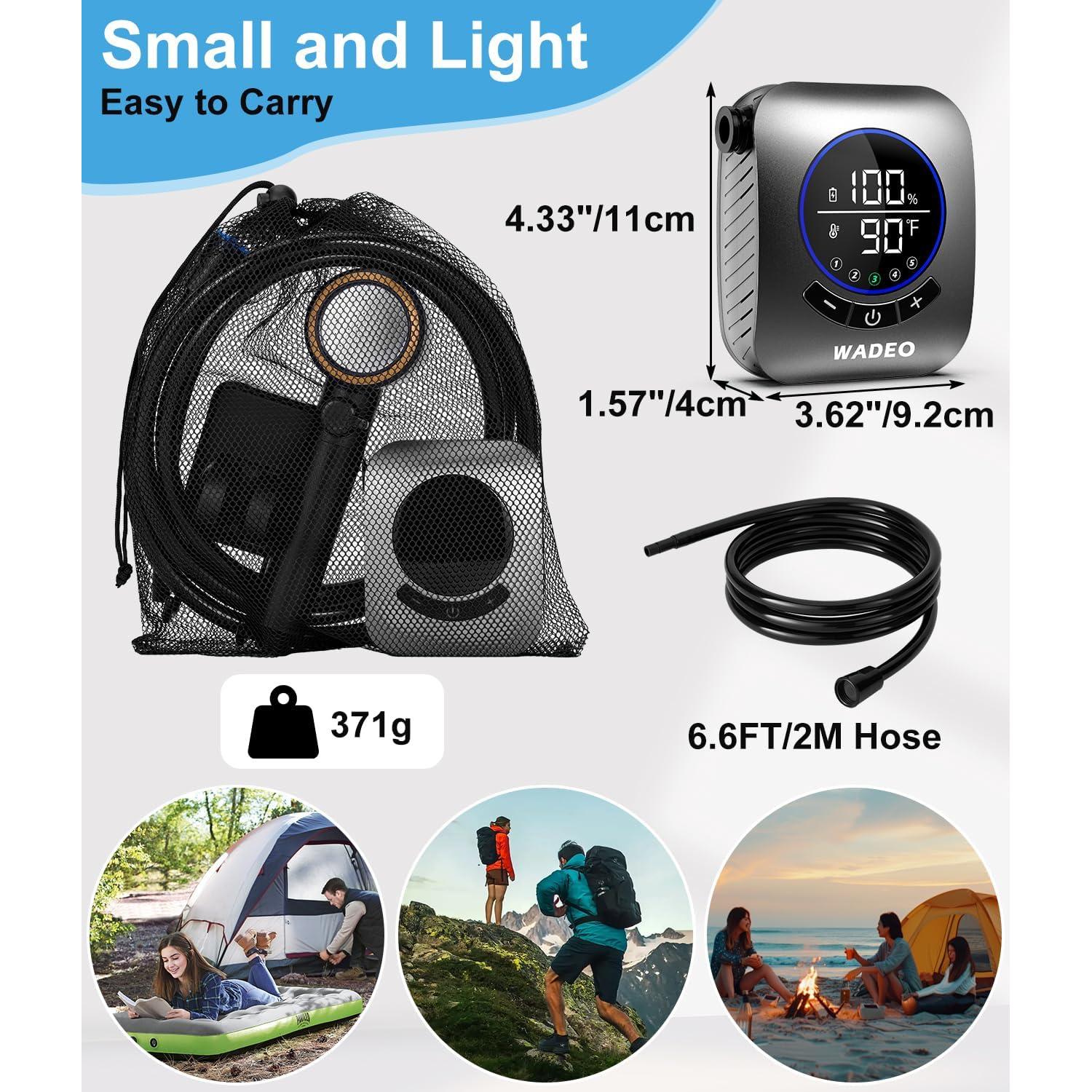 Ducha Portátil WADEO Camping 8000mAh IPX8 5 Modos de Rocío