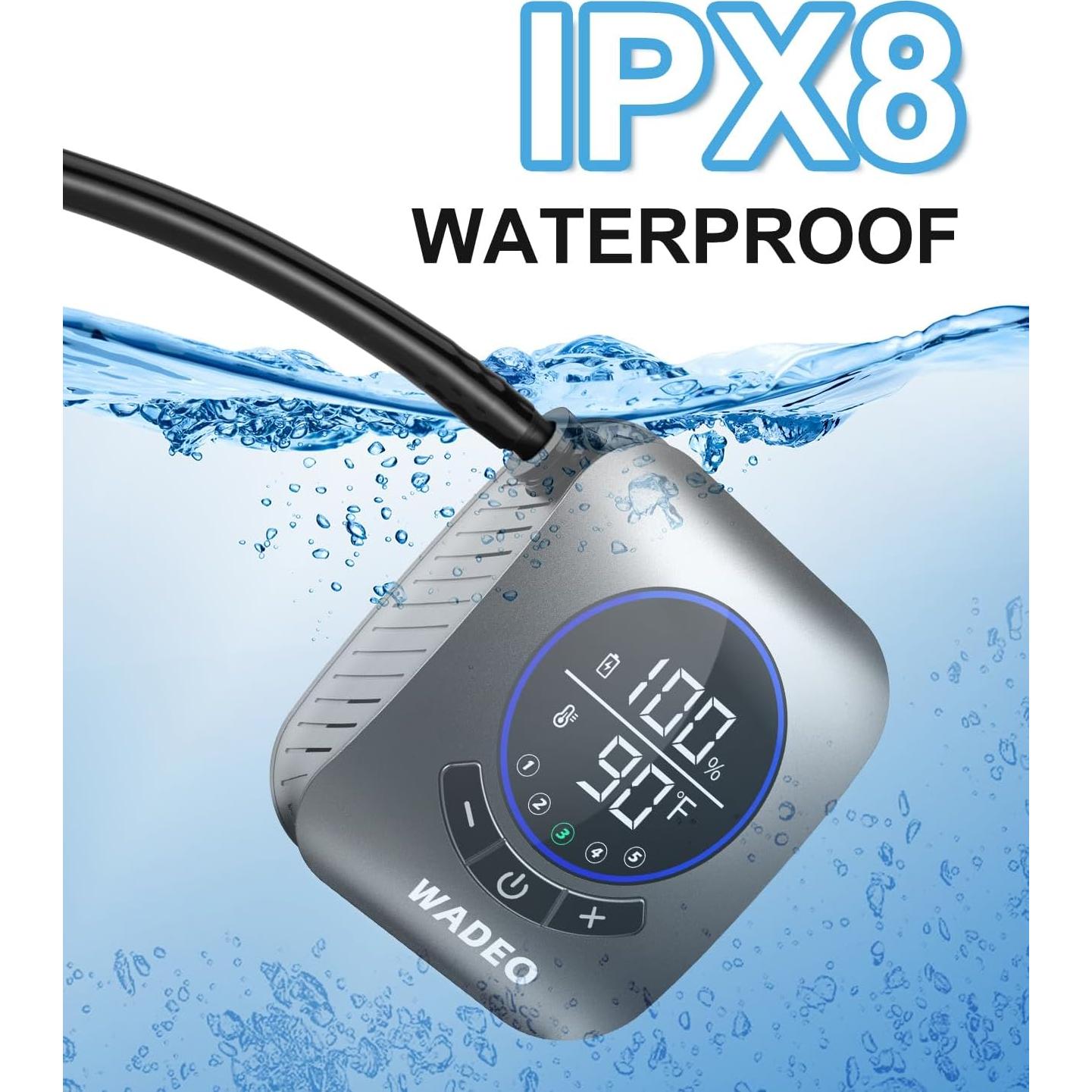 Ducha Portátil WADEO Camping 8000mAh IPX8 5 Modos de Rocío