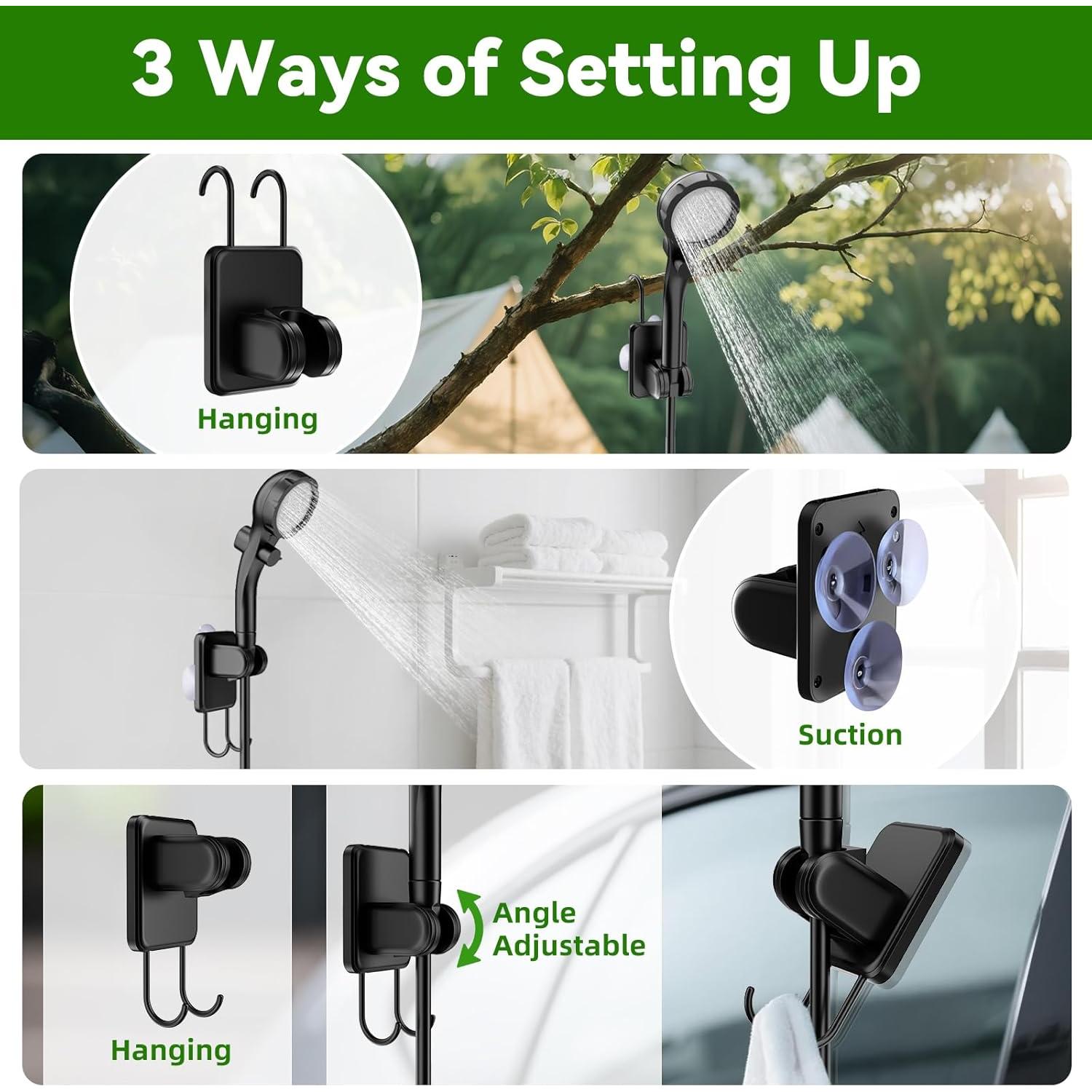 Portable Camping Shower with Heater, Long-Lasting 6000mAh Rechargeable Camping Shower with Sprayer Head,4 Spray Modes,IPX7 Waterproof Outdoor Camp Pump for Hiking, Travel, Car, Pet