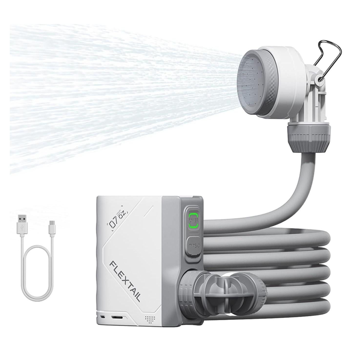 FLEXTAILGEAR Tiny Shower Portable Shower for Camping, Rechargeable Camping Outdoor Shower, Portable Shower Pump for Hiking, Waterproof Outdoor Camp Pump, Car wash, Pet Cleaning, Beach Vacations