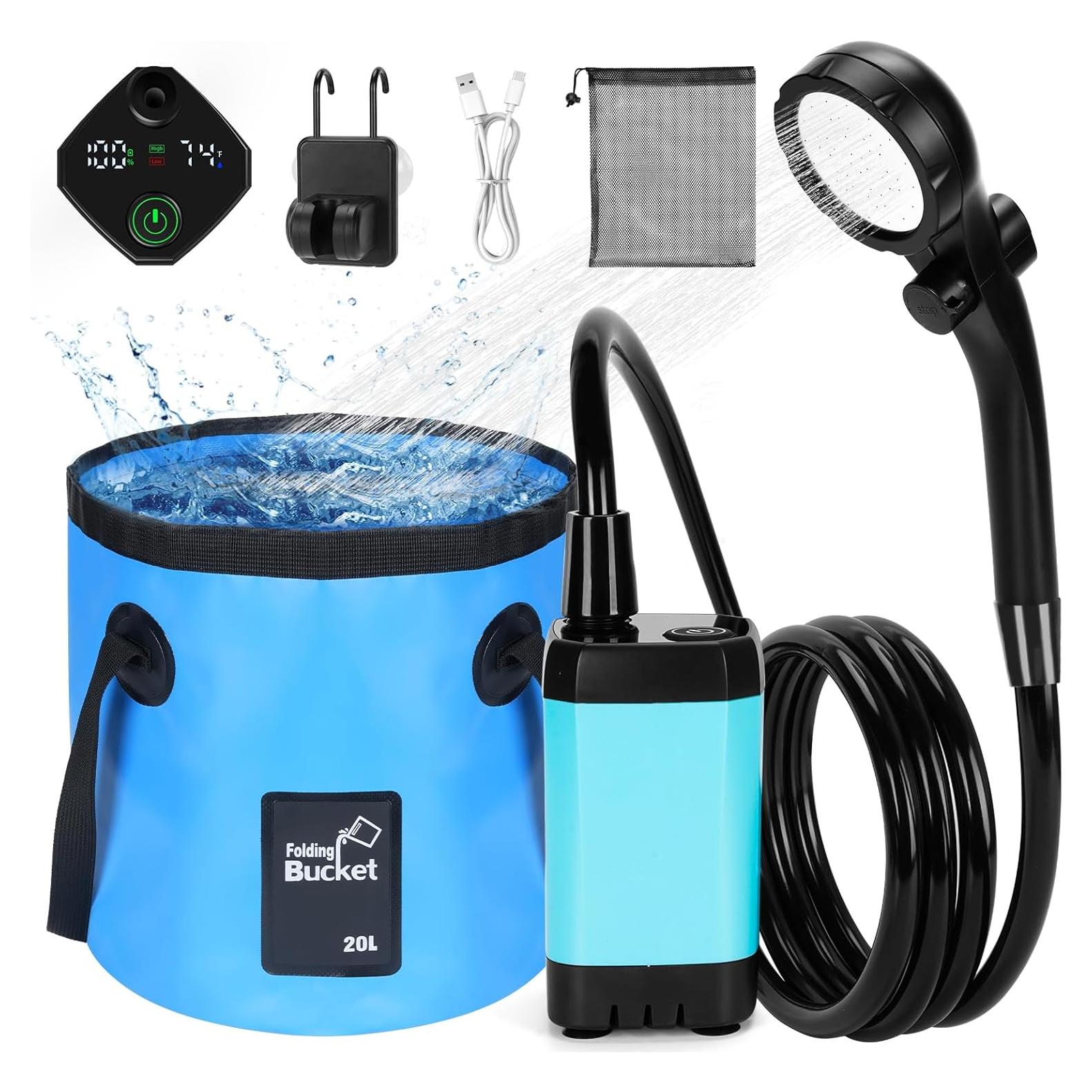 Ducha Portátil ALIESTFDNO 20L con Bomba Recargable 7800mAh