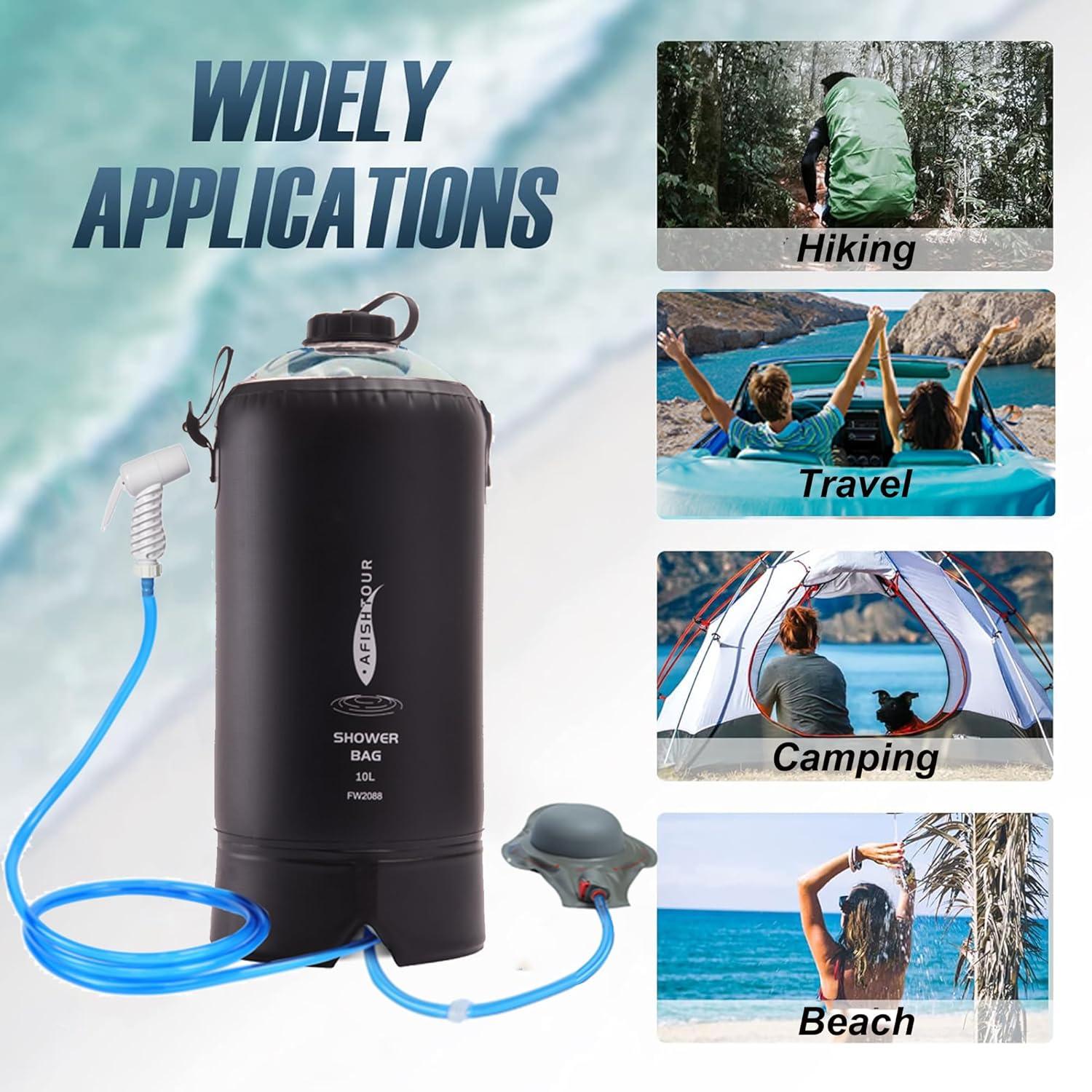 Bolsa de Ducha Camping Portátil AFISHTOUR 20L Solar con Bomba