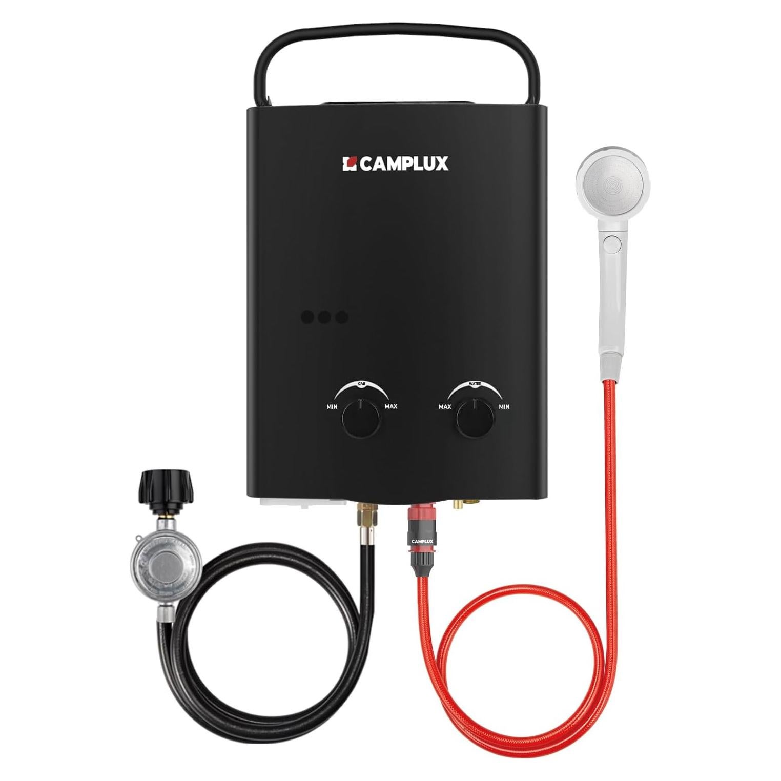 Calentador de Agua Portátil Camplux 1.32 GPM Gas Propano Negro