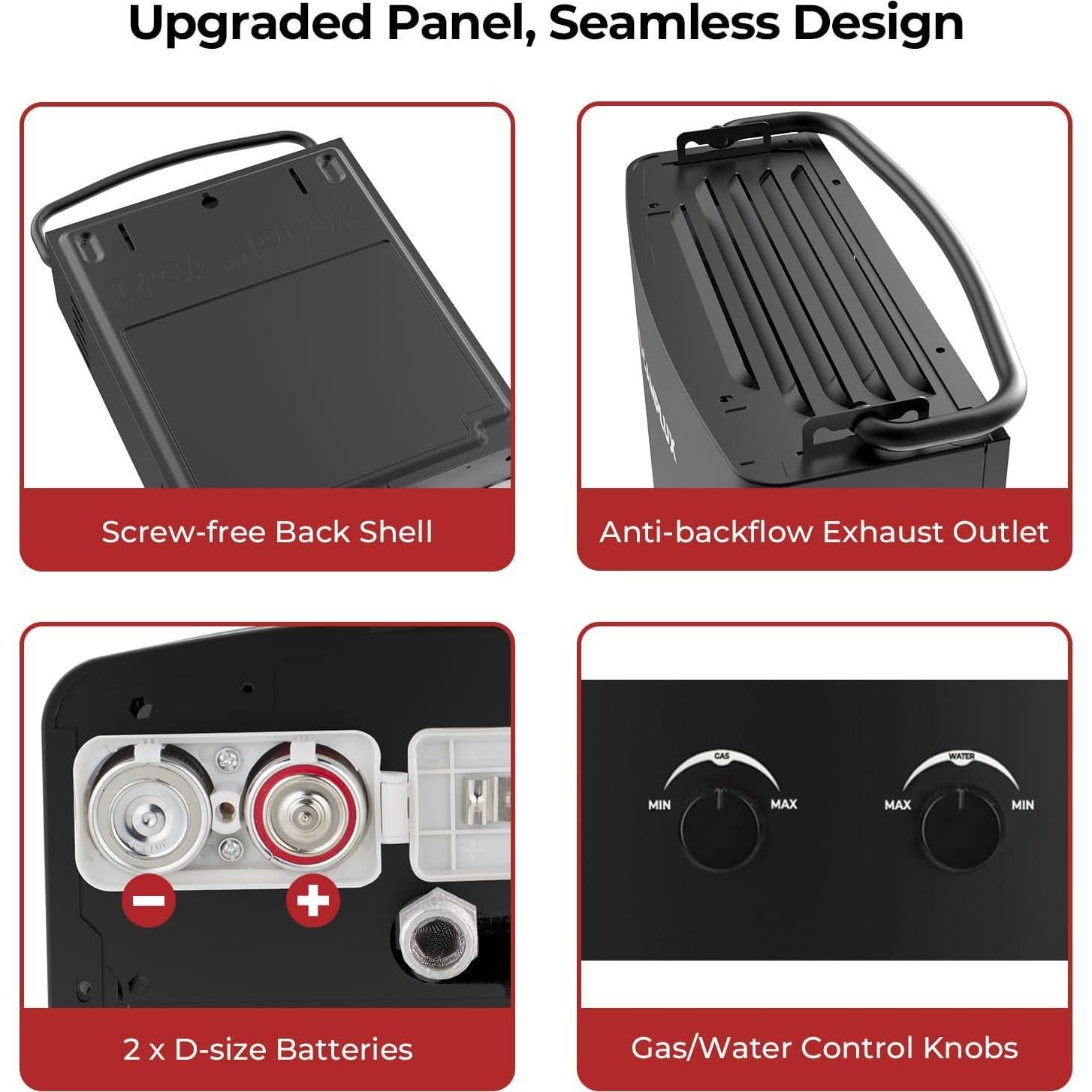 Calentador de Agua Portátil Camplux 1.32 GPM Gas Propano Negro