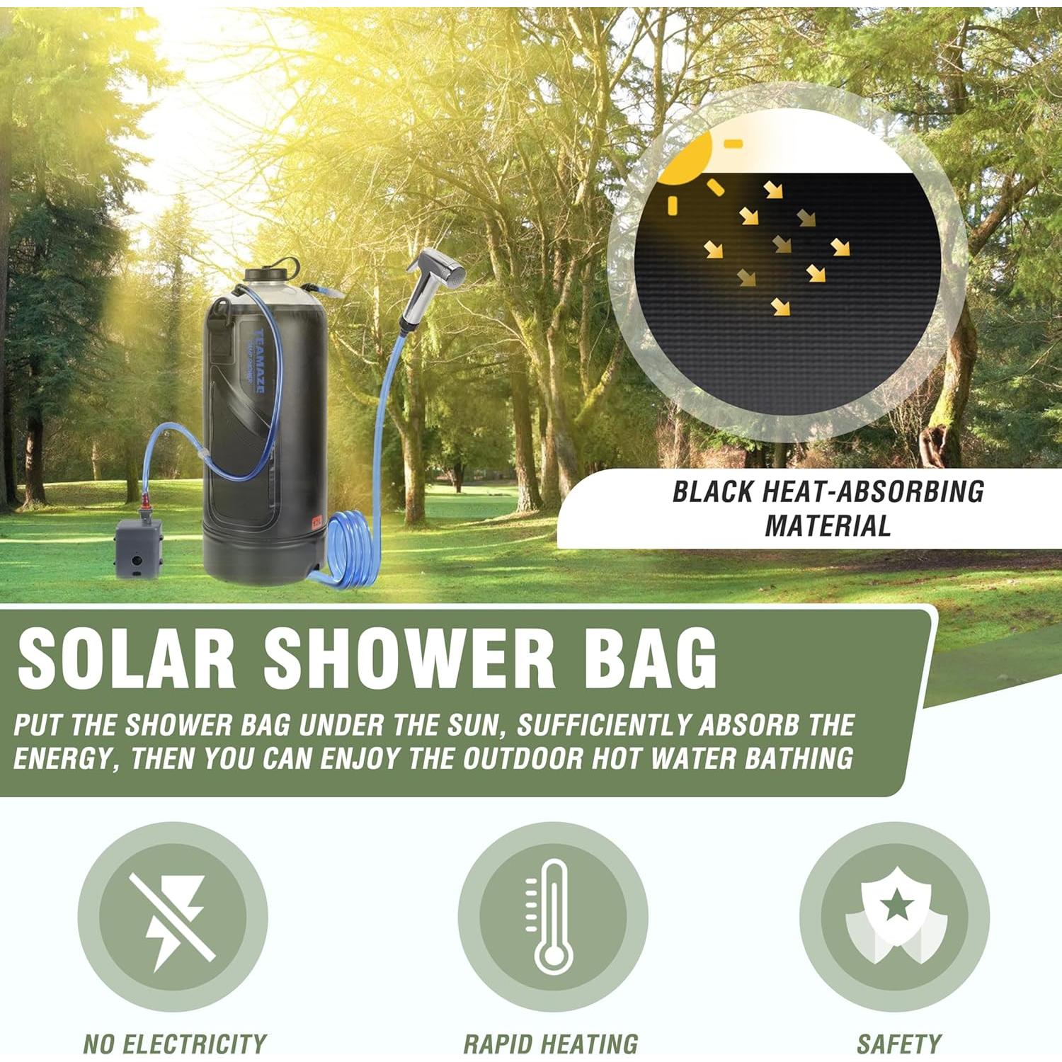 Ducha Portátil Solar 12L Teamaze JWKF0052ZH para Camping