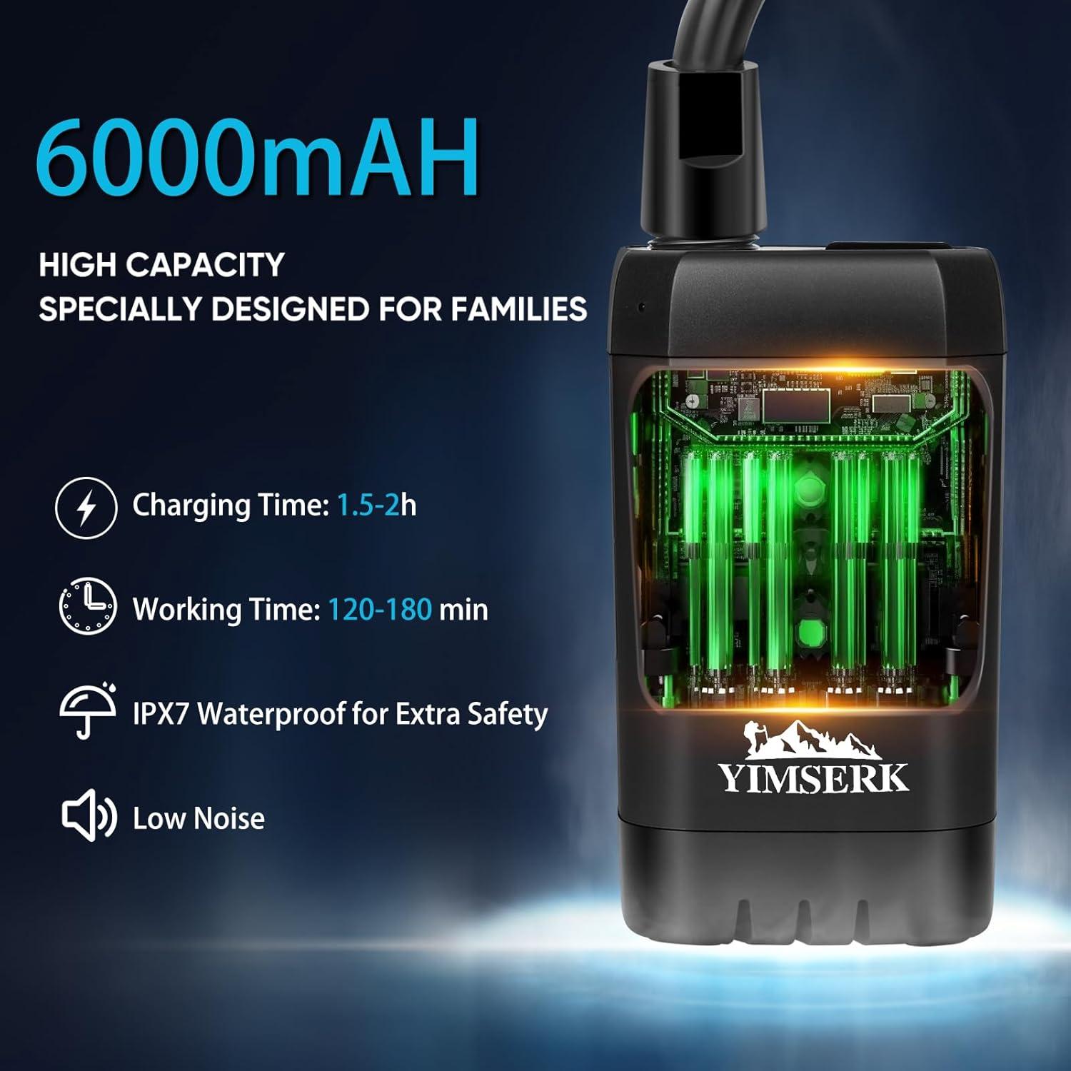 Ducha Portátil Yimserk 6000mAh con Calentador 2000W y Pantalla LED