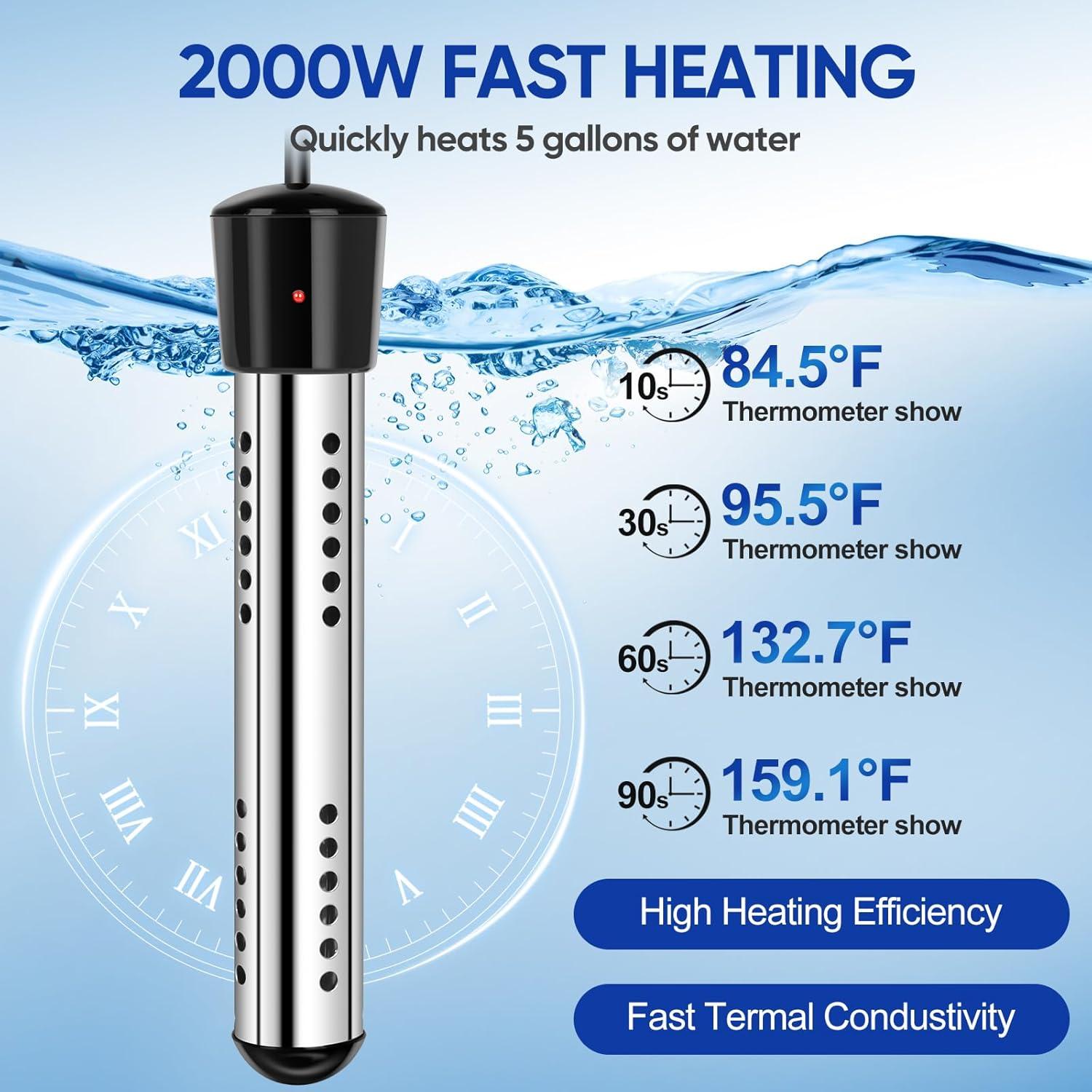 Ducha Portátil Yimserk 6000mAh con Calentador 2000W y Pantalla LED