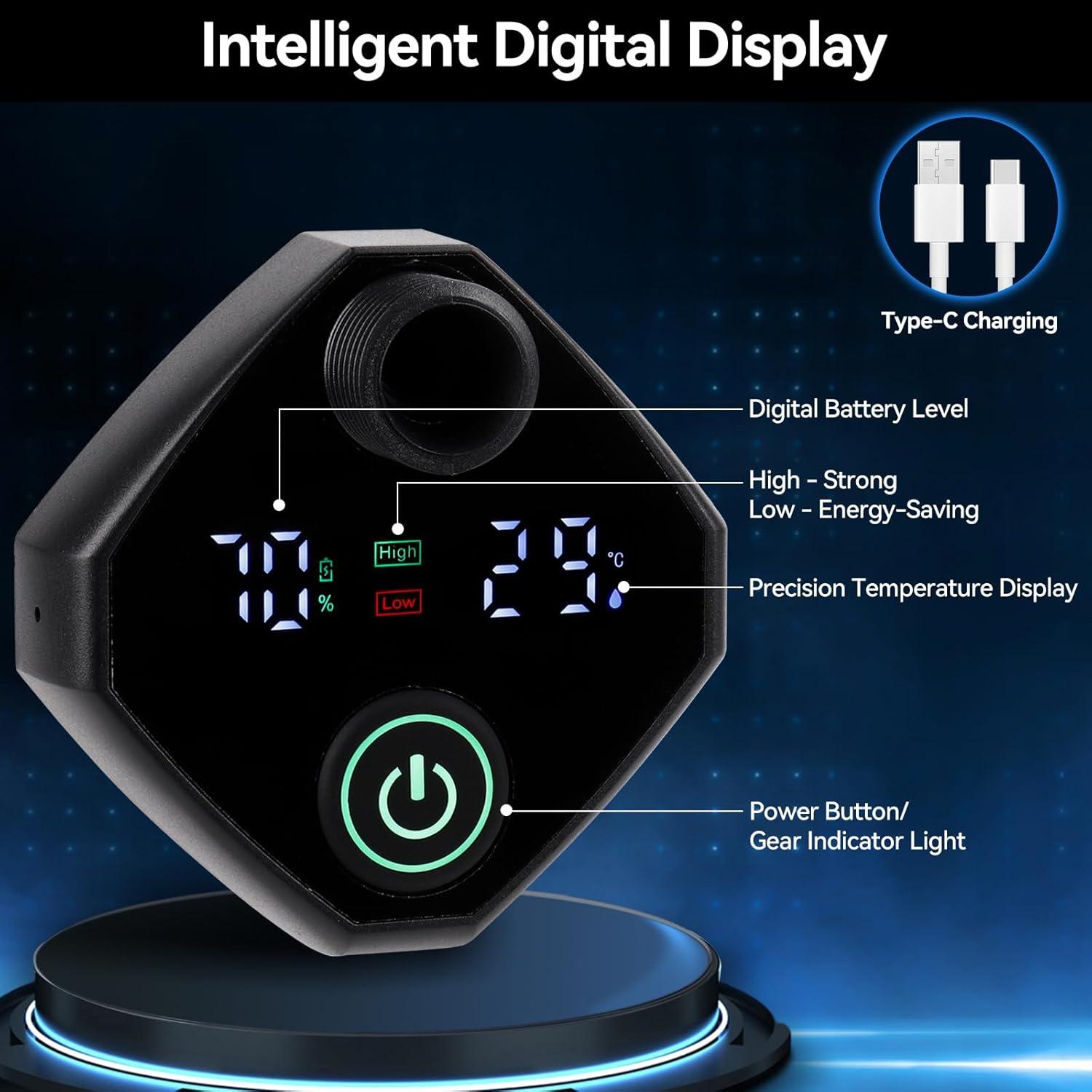 Ducha Portátil Yimserk 6000mAh con Calentador 2000W y Pantalla LED