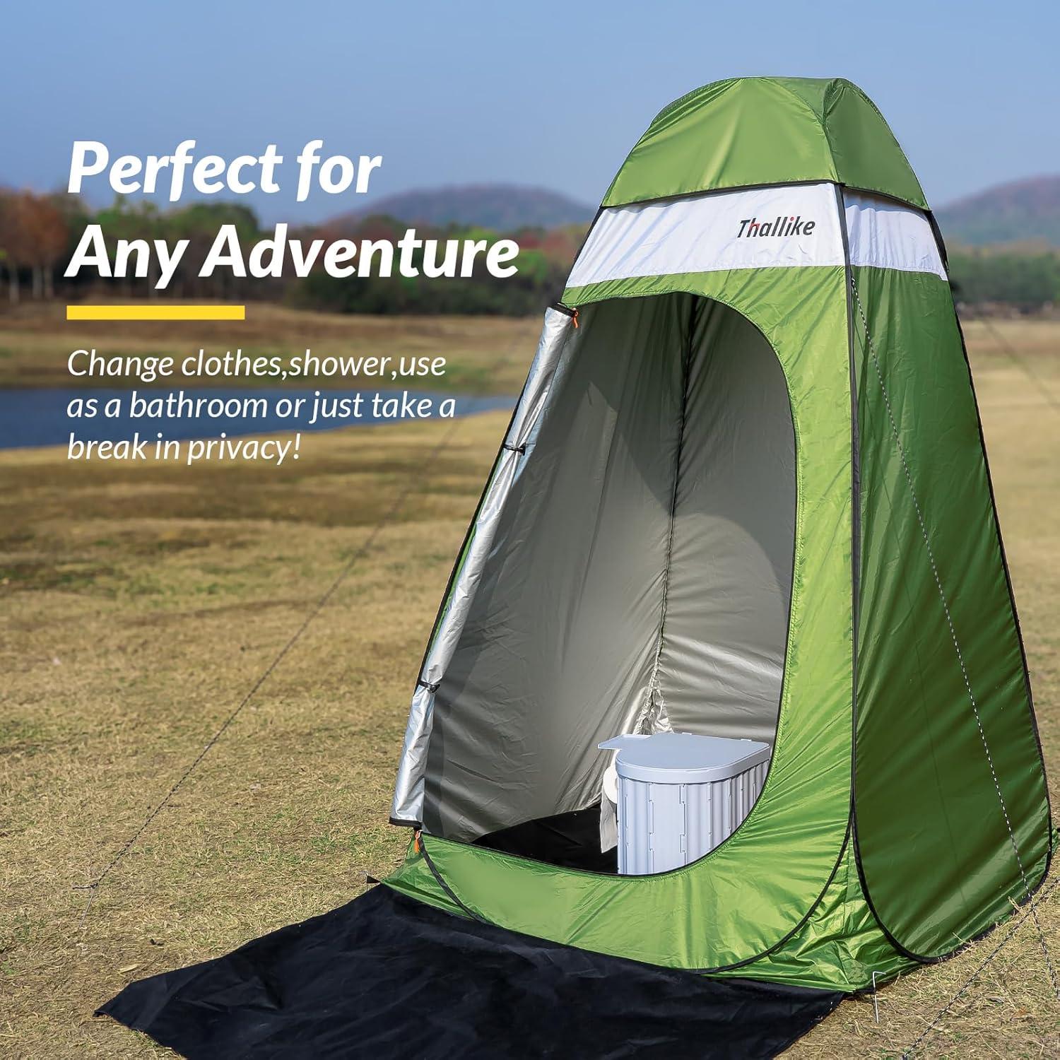 Tienda de Ducha Portátil Thallike 140x140x210 cm Impermeable