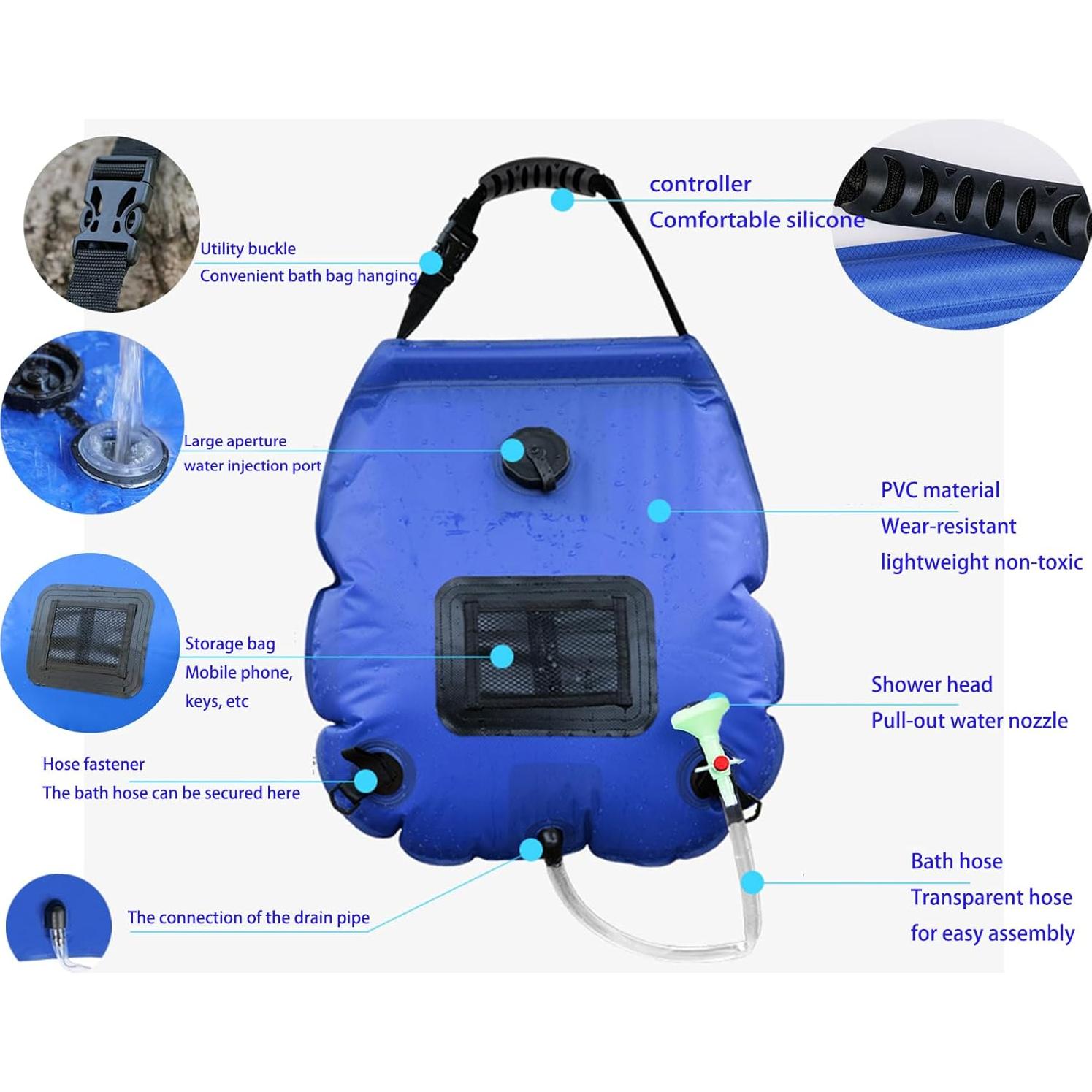 Tienda de Ducha Portátil CHOKCOLIU 5 Galones Azul