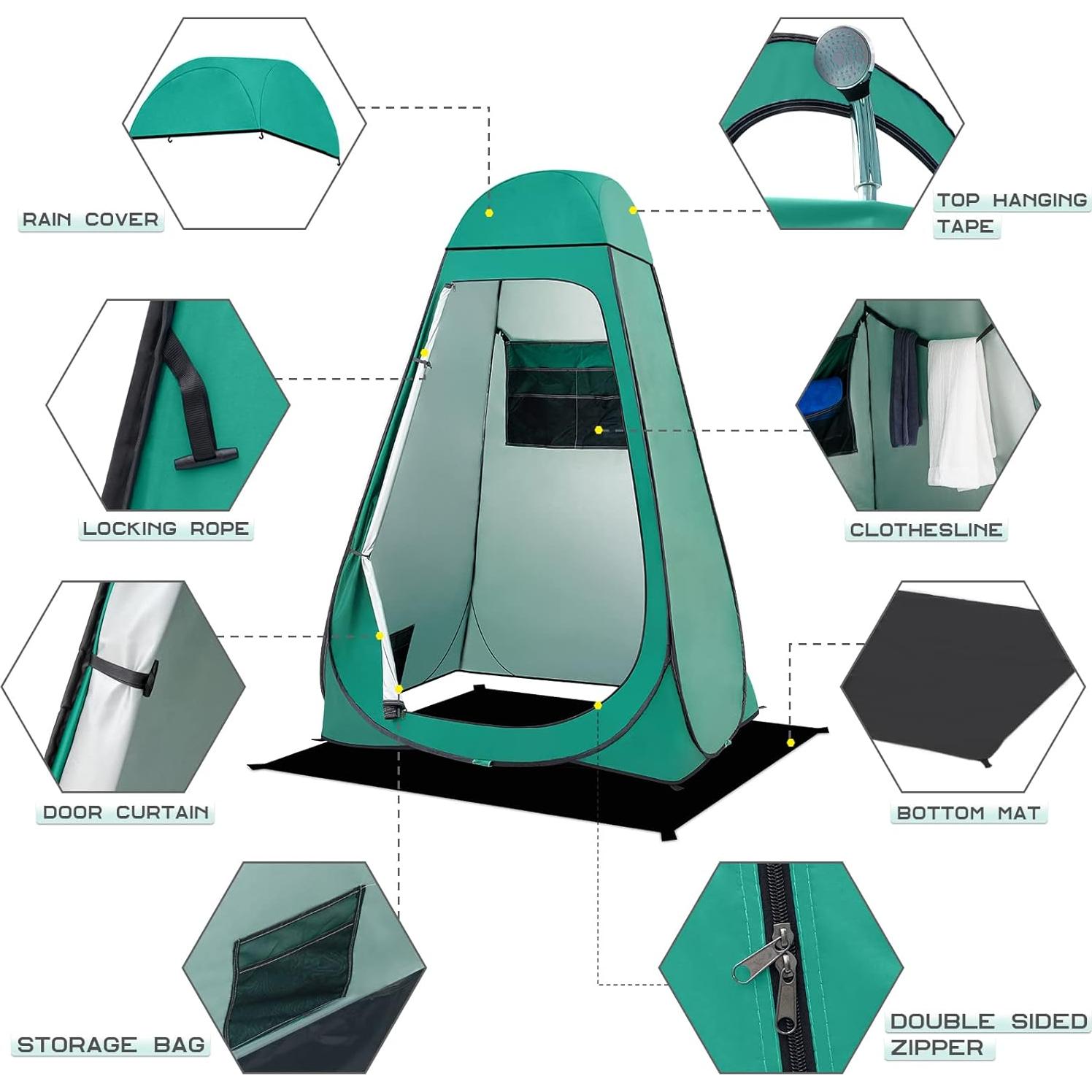 Carpa de Ducha Plegable BRIAN & DANY 120x120x190 cm Verde