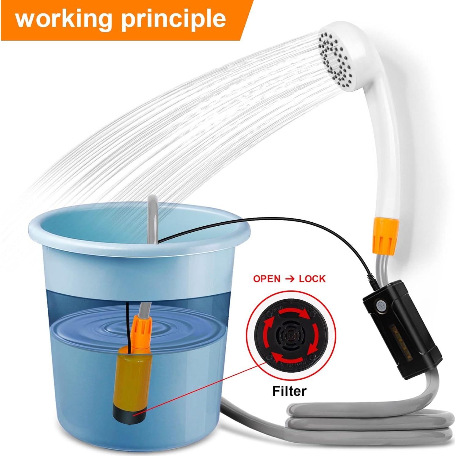 Ducha Portátil AZXJC con Iluminación LED y Batería 2.01 kg