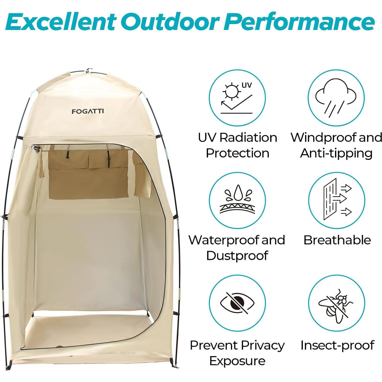 Carpa de Ducha Portátil FOGATTI 2.1m Impermeable para Camping