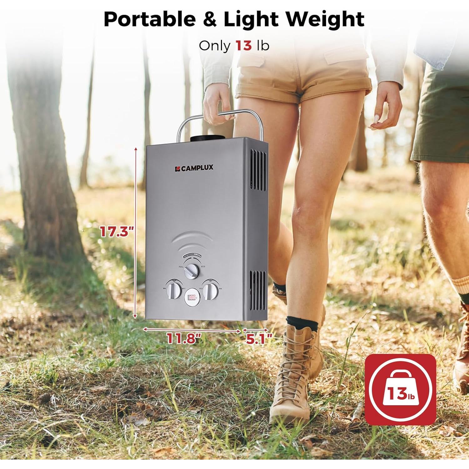 Calentador de Agua Portátil Camplux BW158G 6.2 kg 1.58 GPM