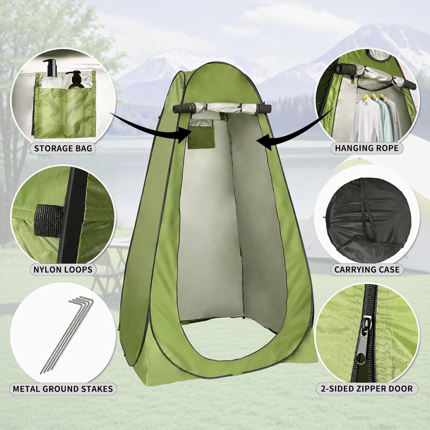 Pop Up Shower Tent Outdoor: Portable Camping Privacy Shower Tent with Carry Bag for Camping Hiking Beach Toilet Shower Bathroom