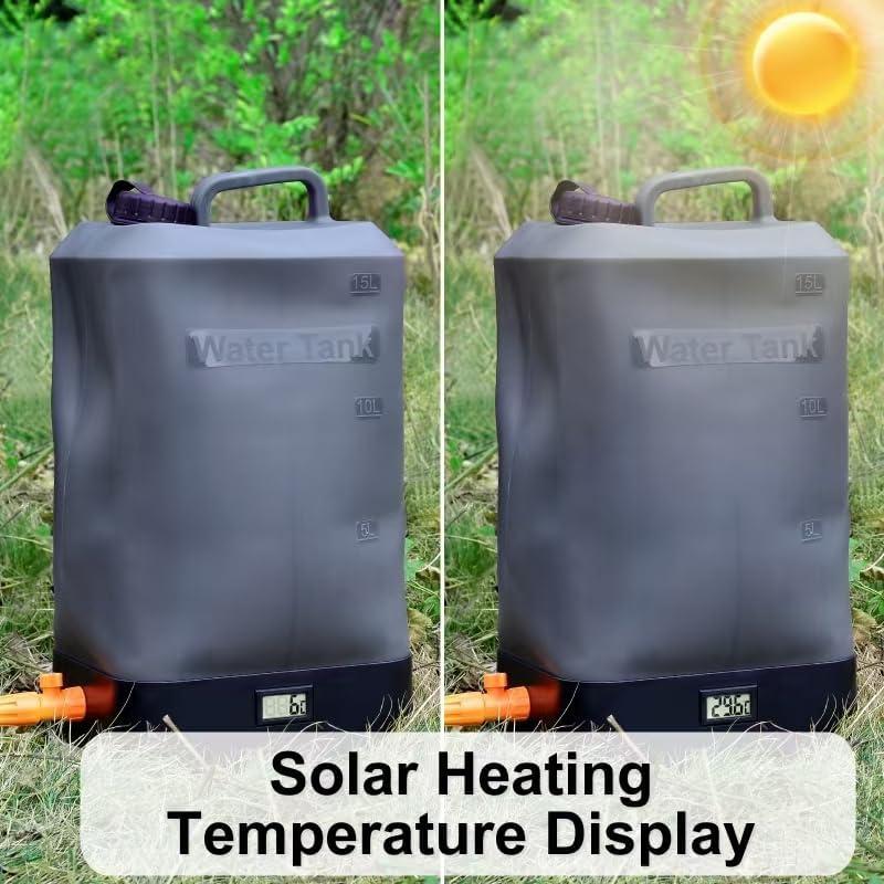 Ducha portátil AZXJC 16L con calefacción solar y 8 modos