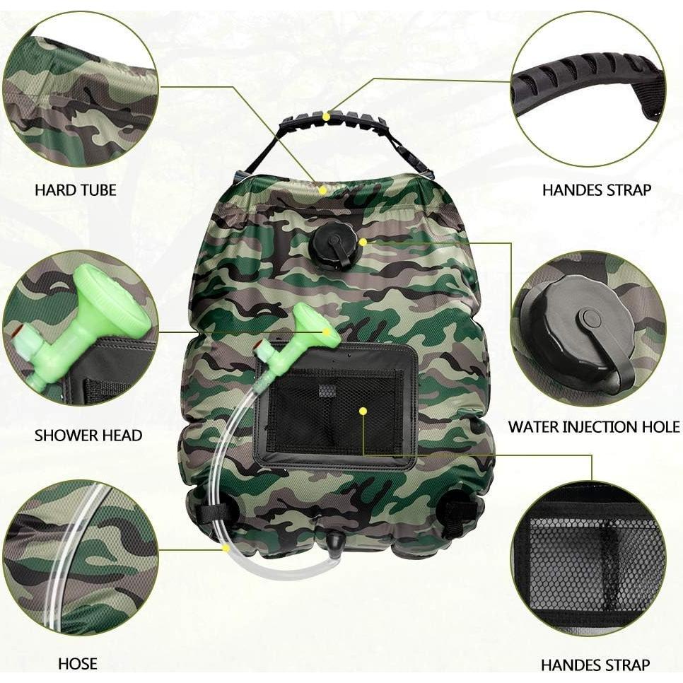 Bolsa de Ducha Solar KIPIDA 20L con Manguera y Cabezal