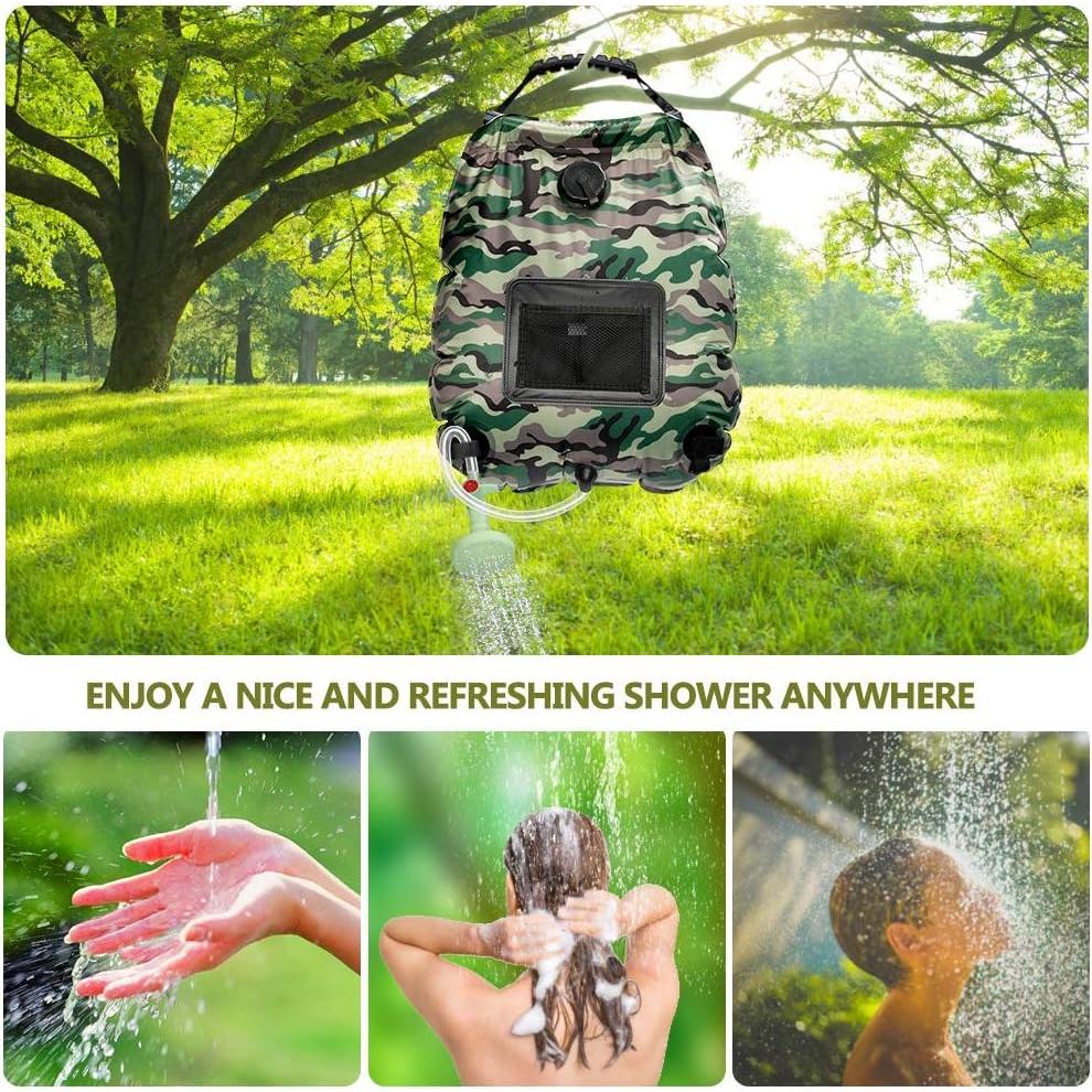 Bolsa de Ducha Solar KIPIDA 20L con Manguera y Cabezal