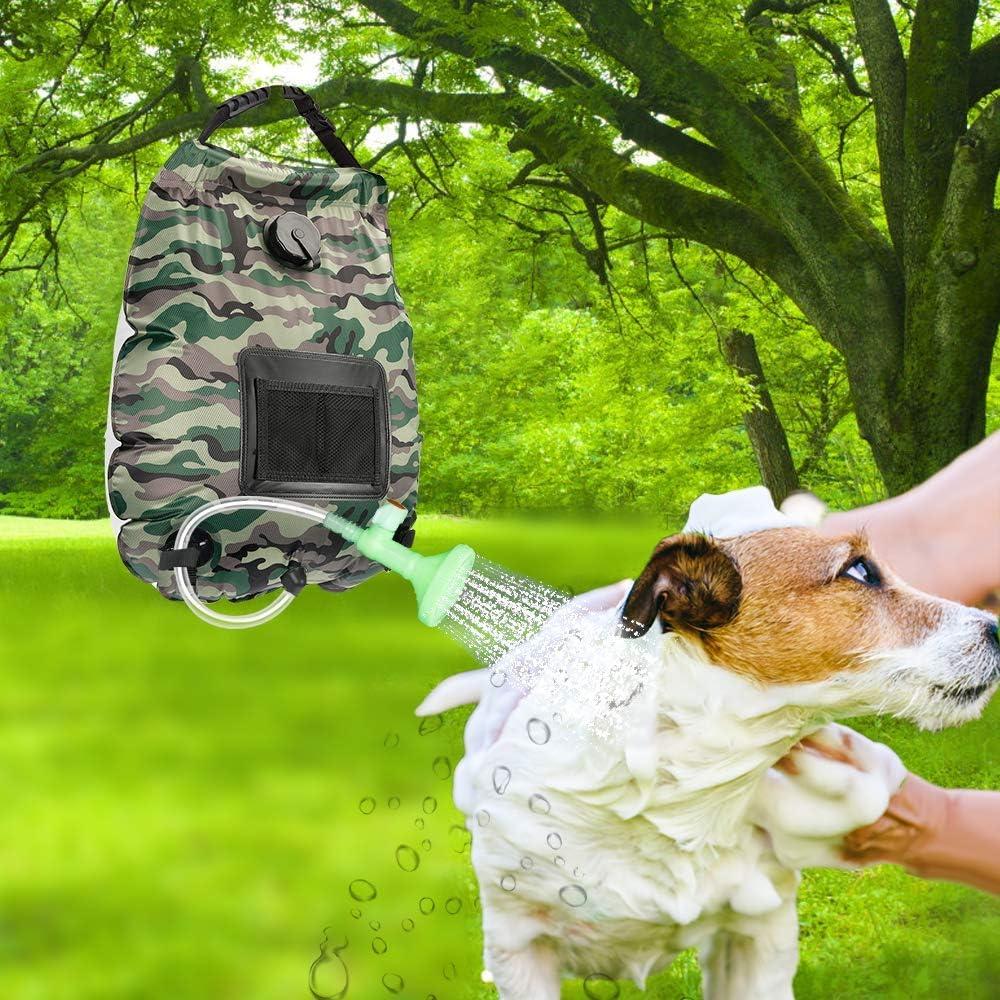 Bolsa de Ducha Solar KIPIDA 20L con Manguera y Cabezal