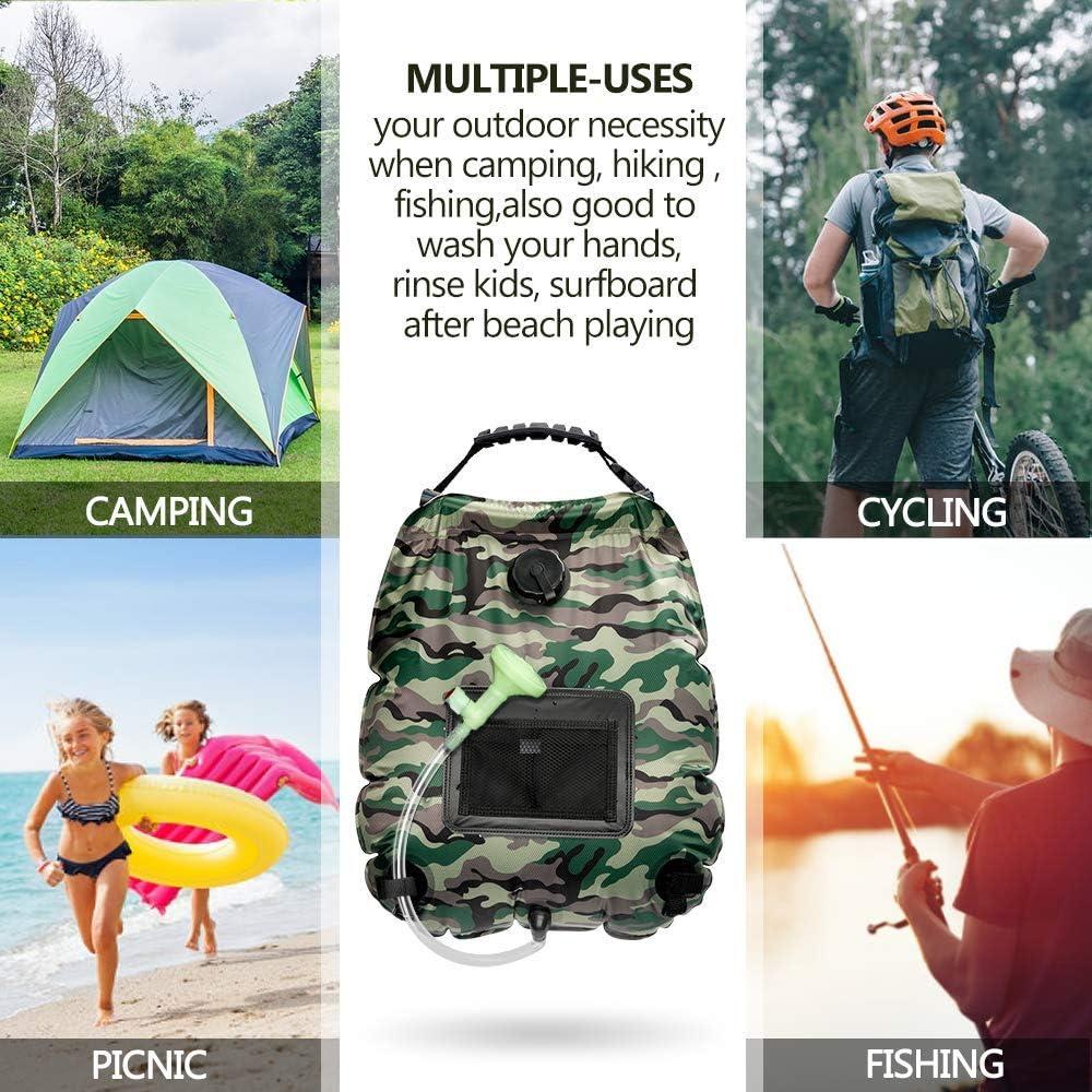 Bolsa de Ducha Solar KIPIDA 20L con Manguera y Cabezal