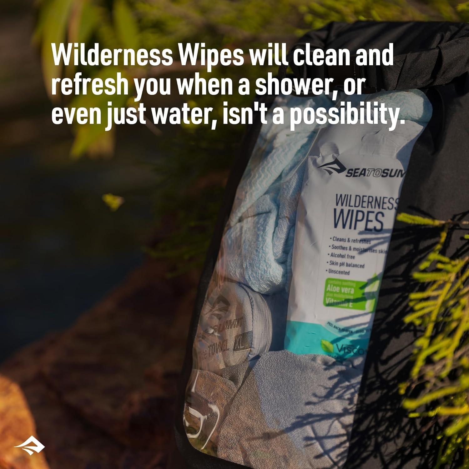 XL Wilderness Wipes Rinse-Free Body Wipes, 2-Pack (8 Wipes per Pack)