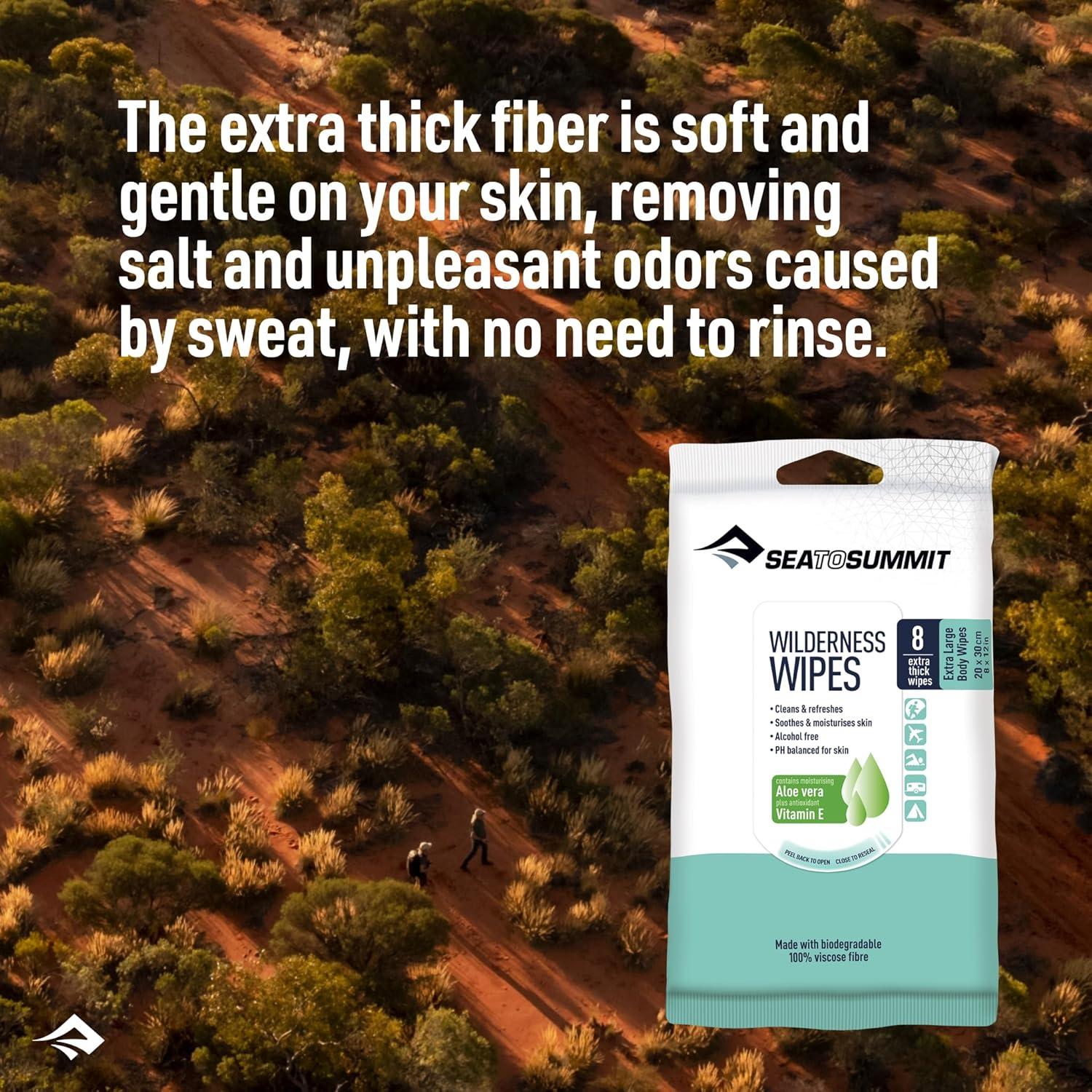 XL Wilderness Wipes Rinse-Free Body Wipes, 2-Pack (8 Wipes per Pack)