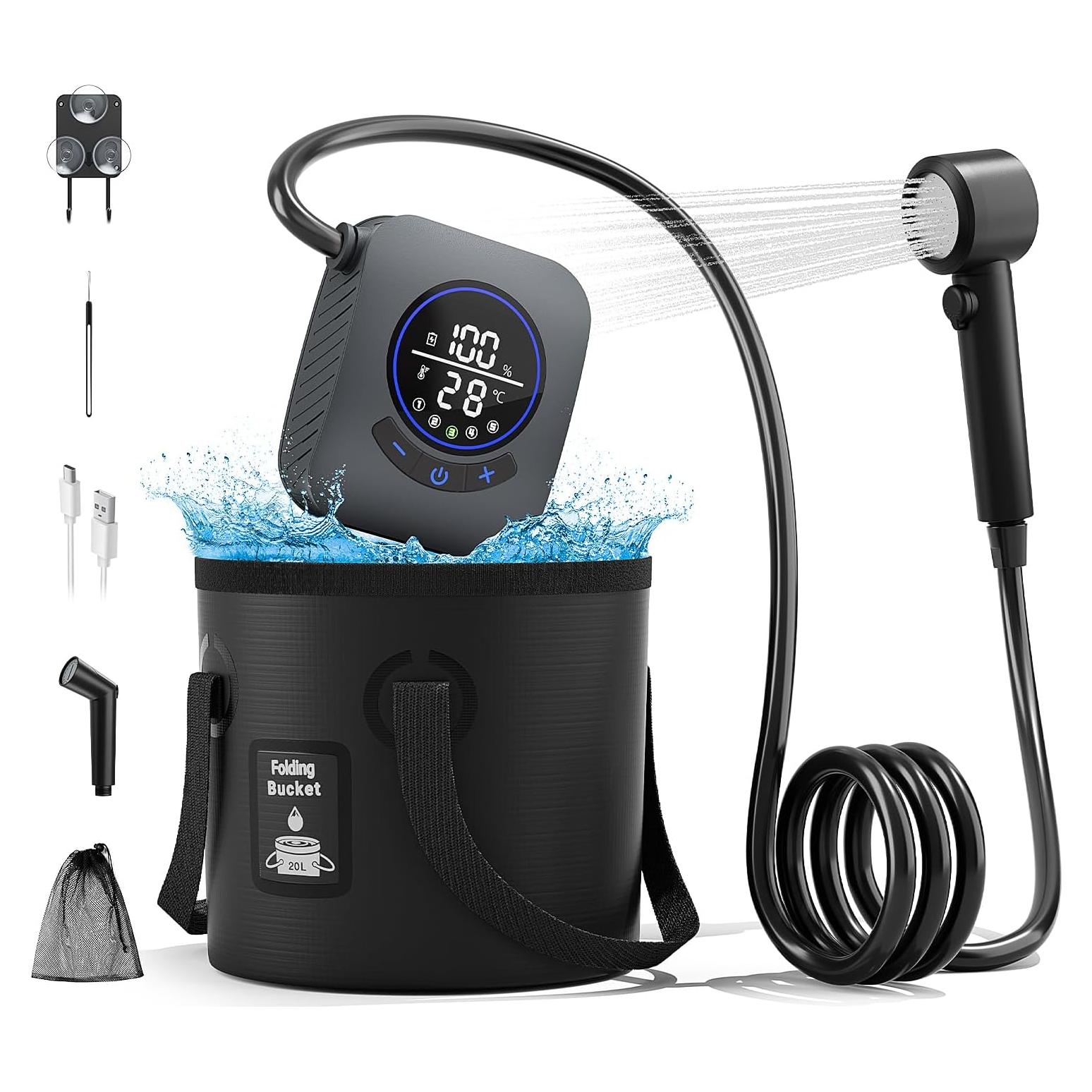 Ducha Portátil Eléctrica MORIKO A2501 8000mAh con Cubo 20L