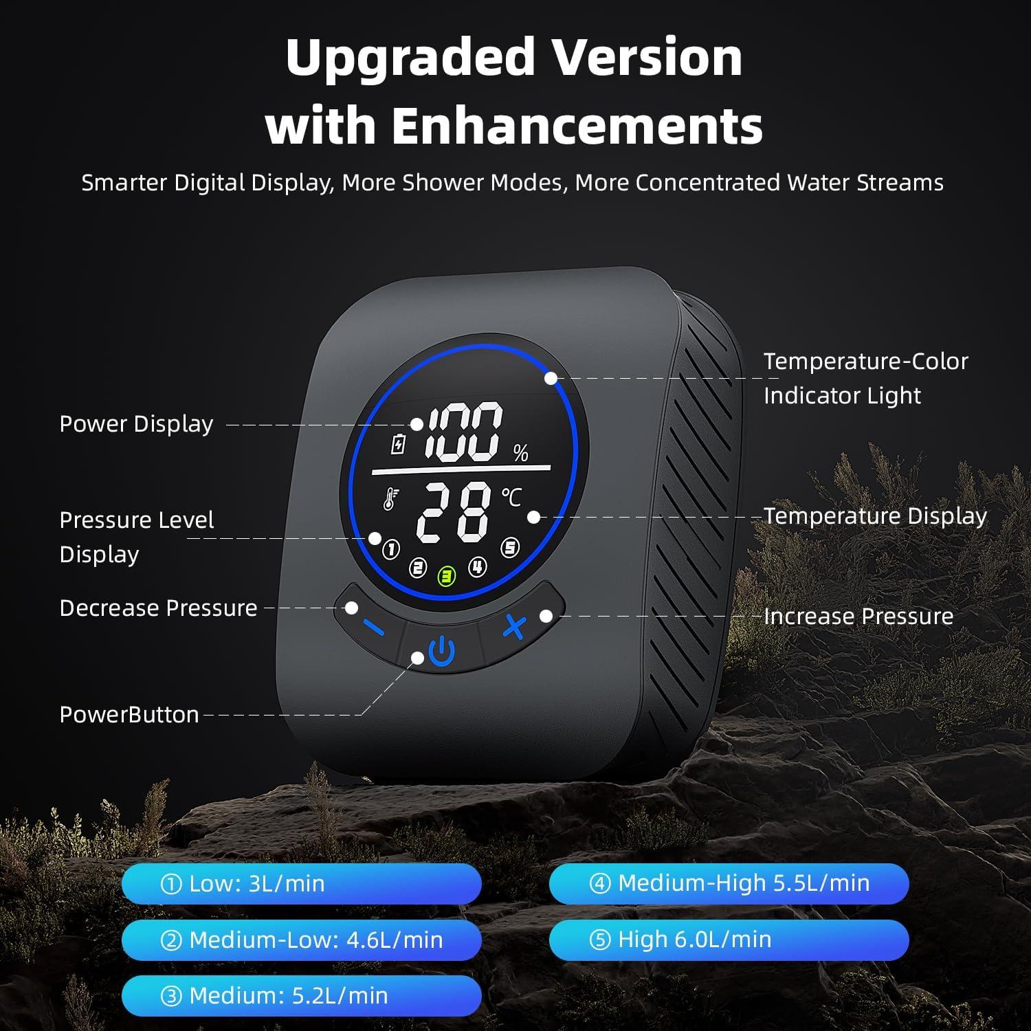 Ducha Portátil Eléctrica MORIKO A2501 8000mAh con Cubo 20L