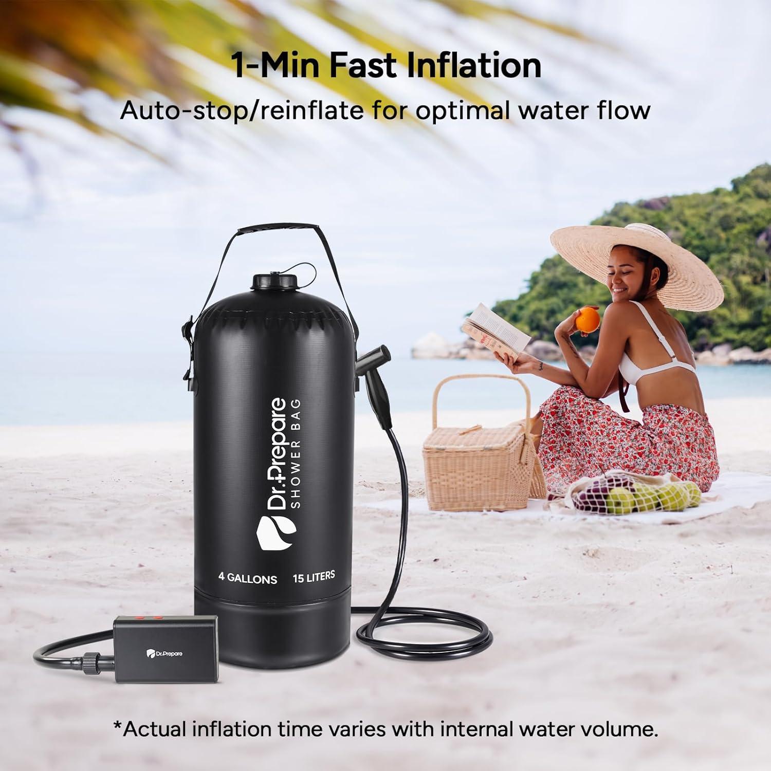 Ducha Portátil DU.PREPARE 15 Litros con Bomba Recargable