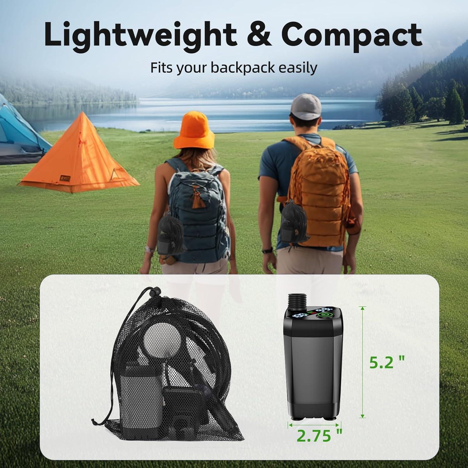 Portable Camping Shower Kit, Lost-Lasting 6000mAh Rechargeable Camp Shower with Sprayer Head, Outdoor Showers Pump 4 Spray Modes, IPX7 Waterproof for Travel, Pet, Plant Watering, Car, Hiking