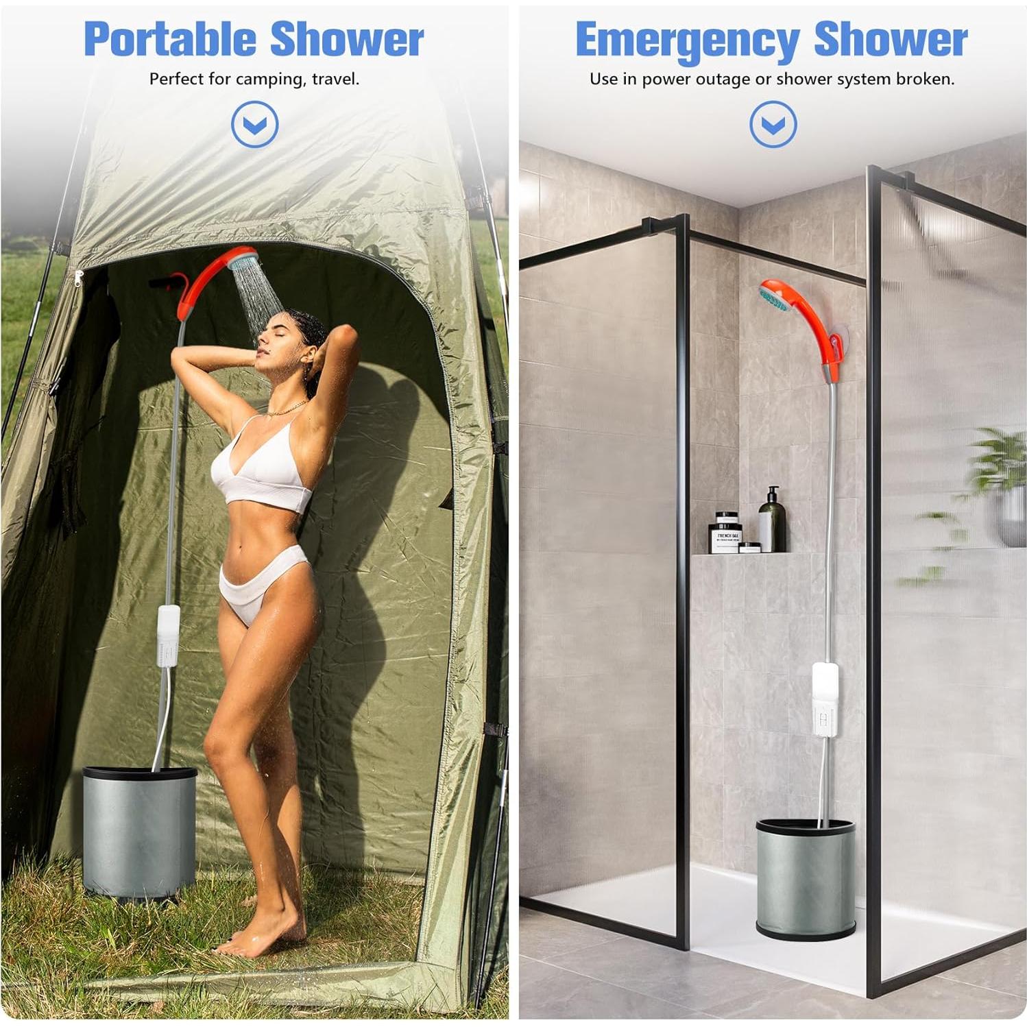 Ducha Portátil Eléctrica SPACEREST JP-2203 con Luz LED