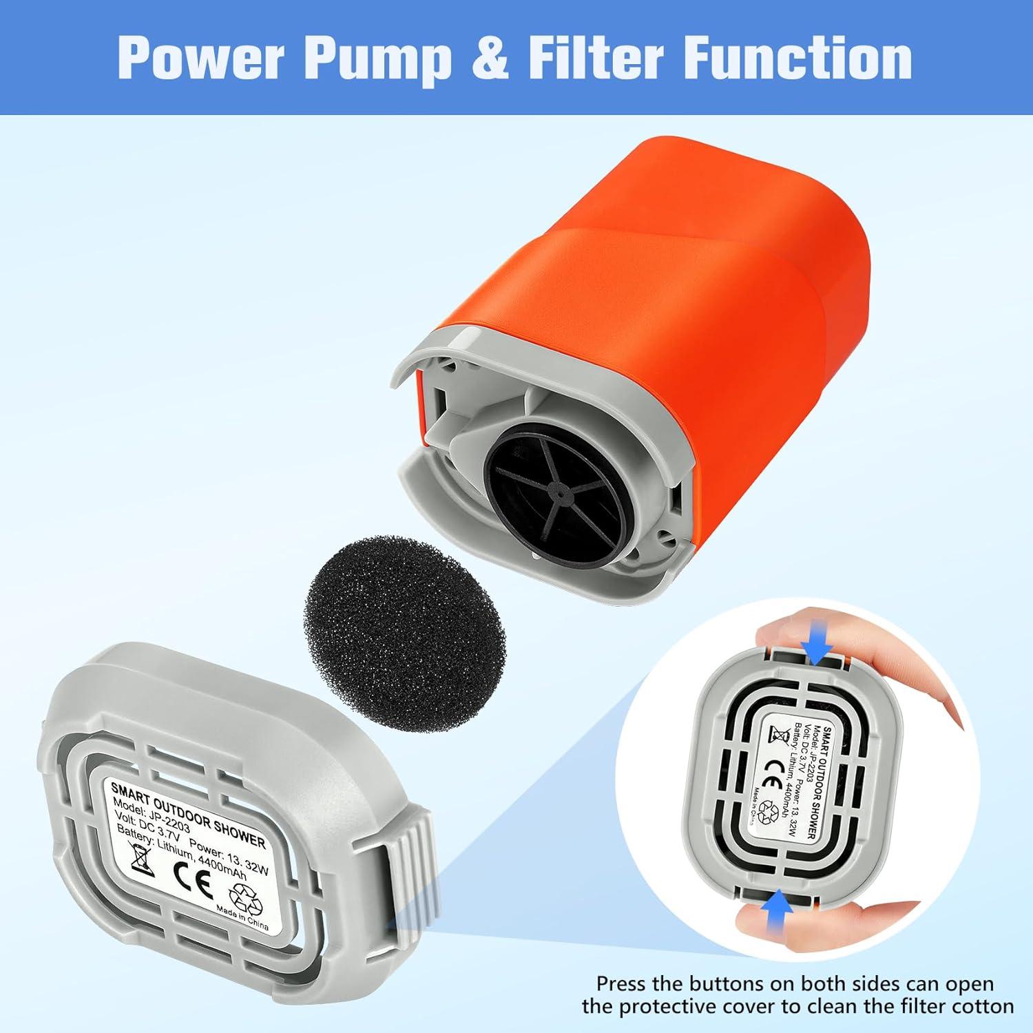 Ducha Portátil Eléctrica SPACEREST JP-2203 con Luz LED