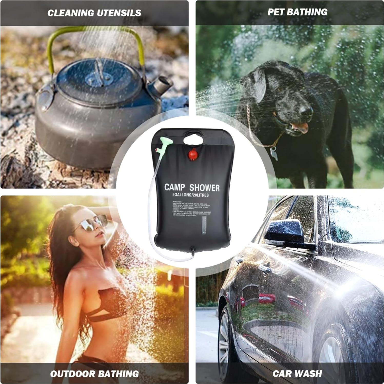 Ducha Solar Portátil Csafyrt 20L con Manguera y Cabezal On/Off