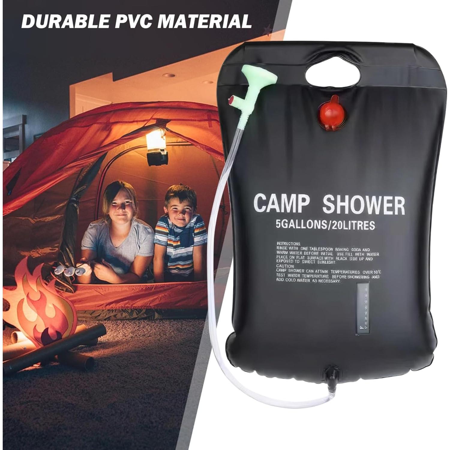 Ducha Solar Portátil Csafyrt 20L con Manguera y Cabezal On/Off