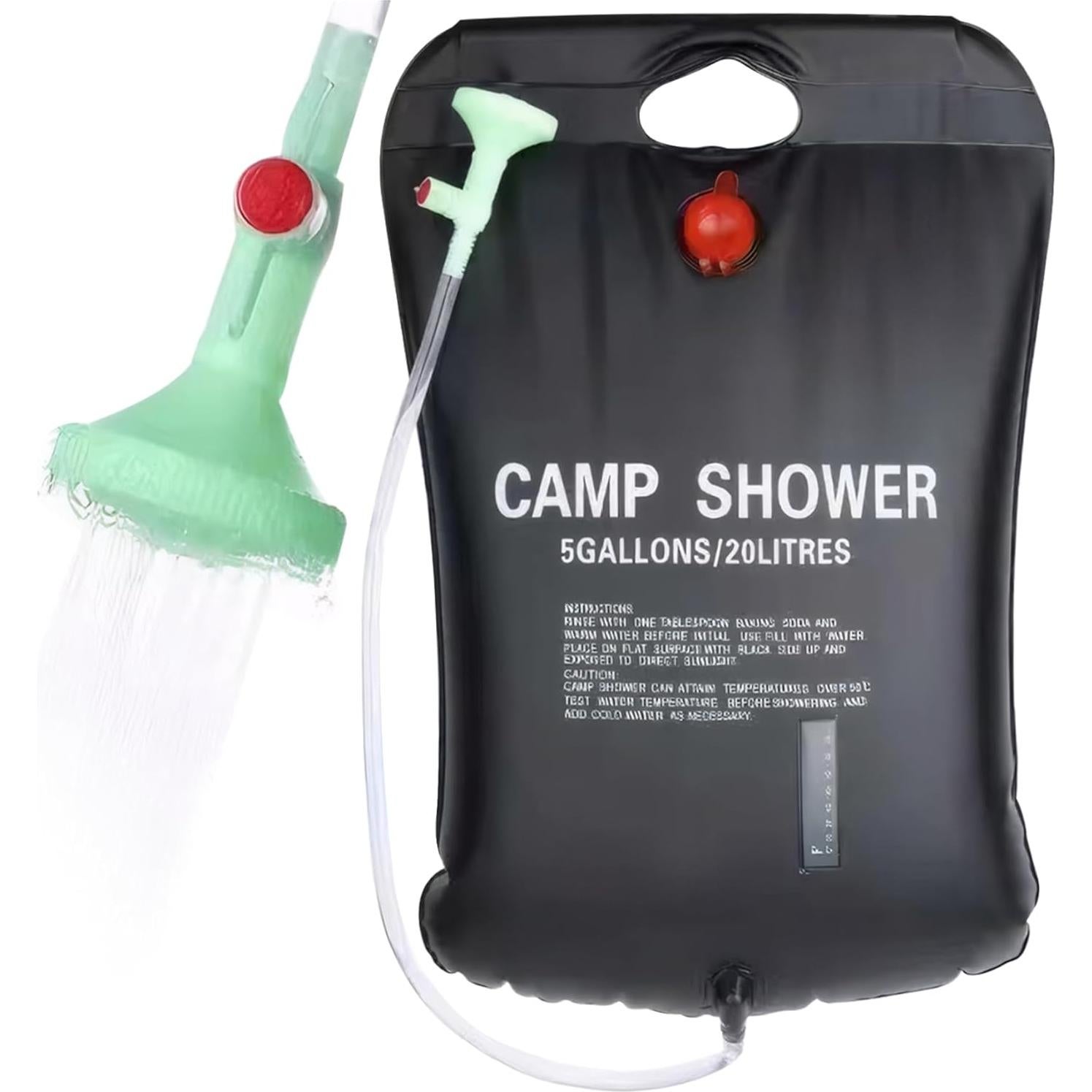 Ducha Solar Portátil Csafyrt 20L con Manguera y Cabezal On/Off