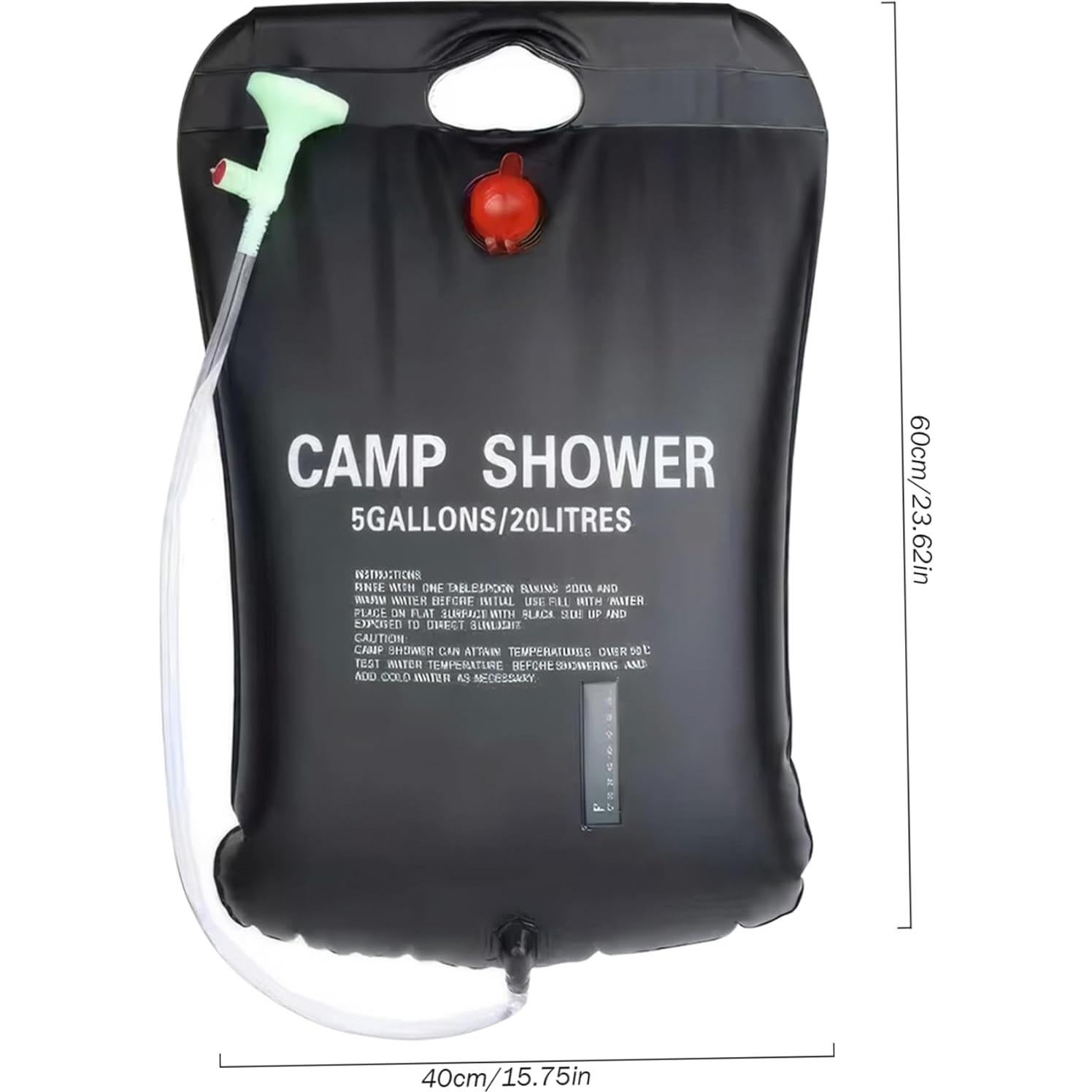 Ducha Solar Portátil Csafyrt 20L con Manguera y Cabezal On/Off