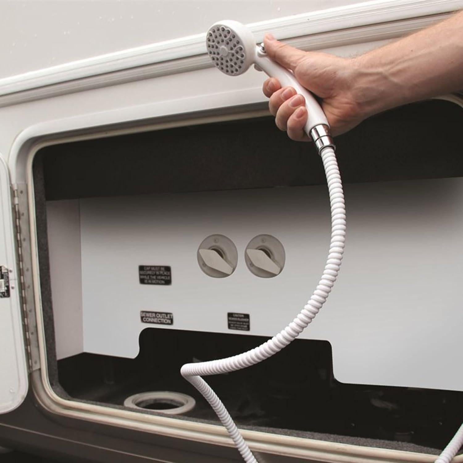 Cabezal de Ducha Exterior Camco 44023 | Ahorra Agua | Blanco