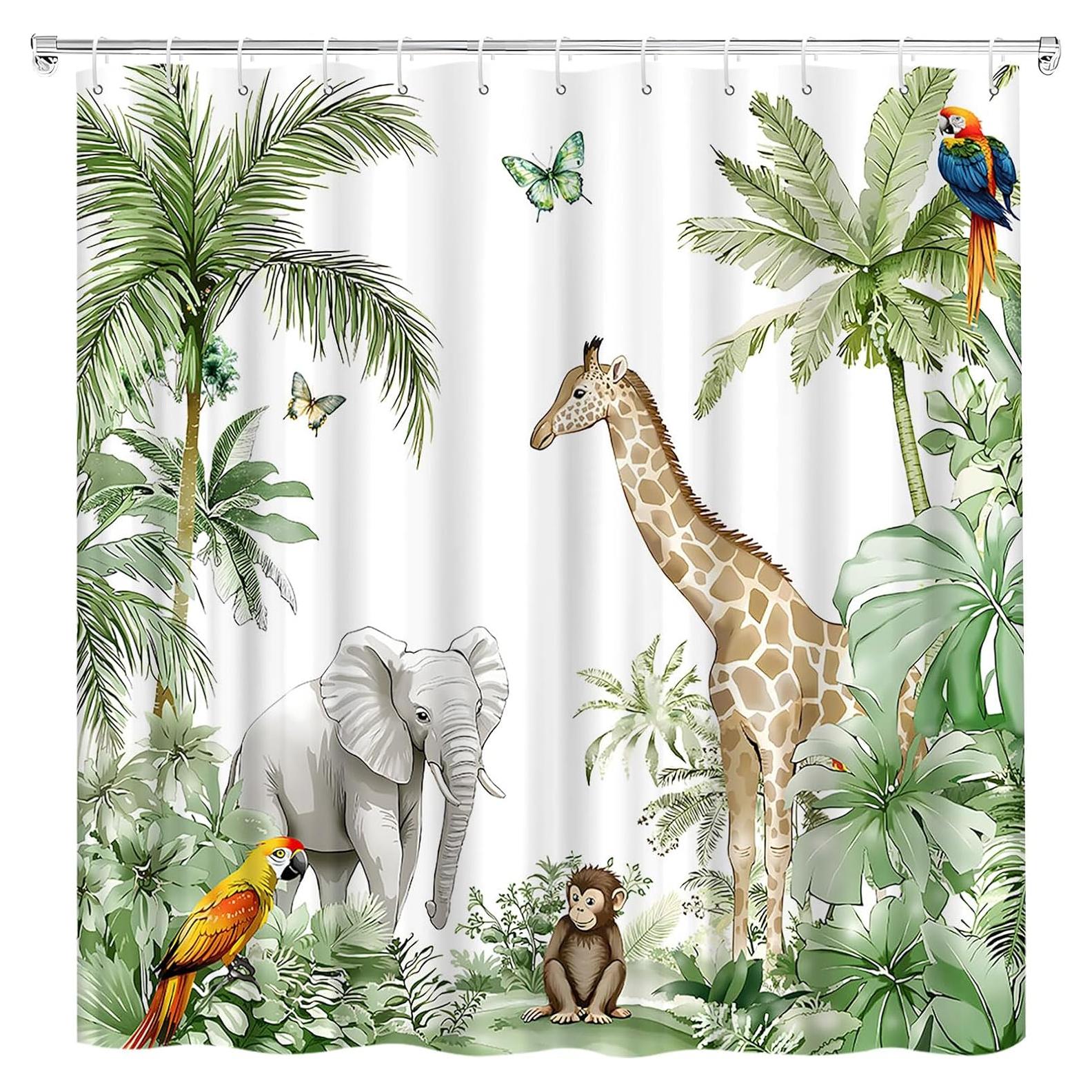 Cortina de Ducha Poliester HYEEHY 70x70 cm Animales Selva