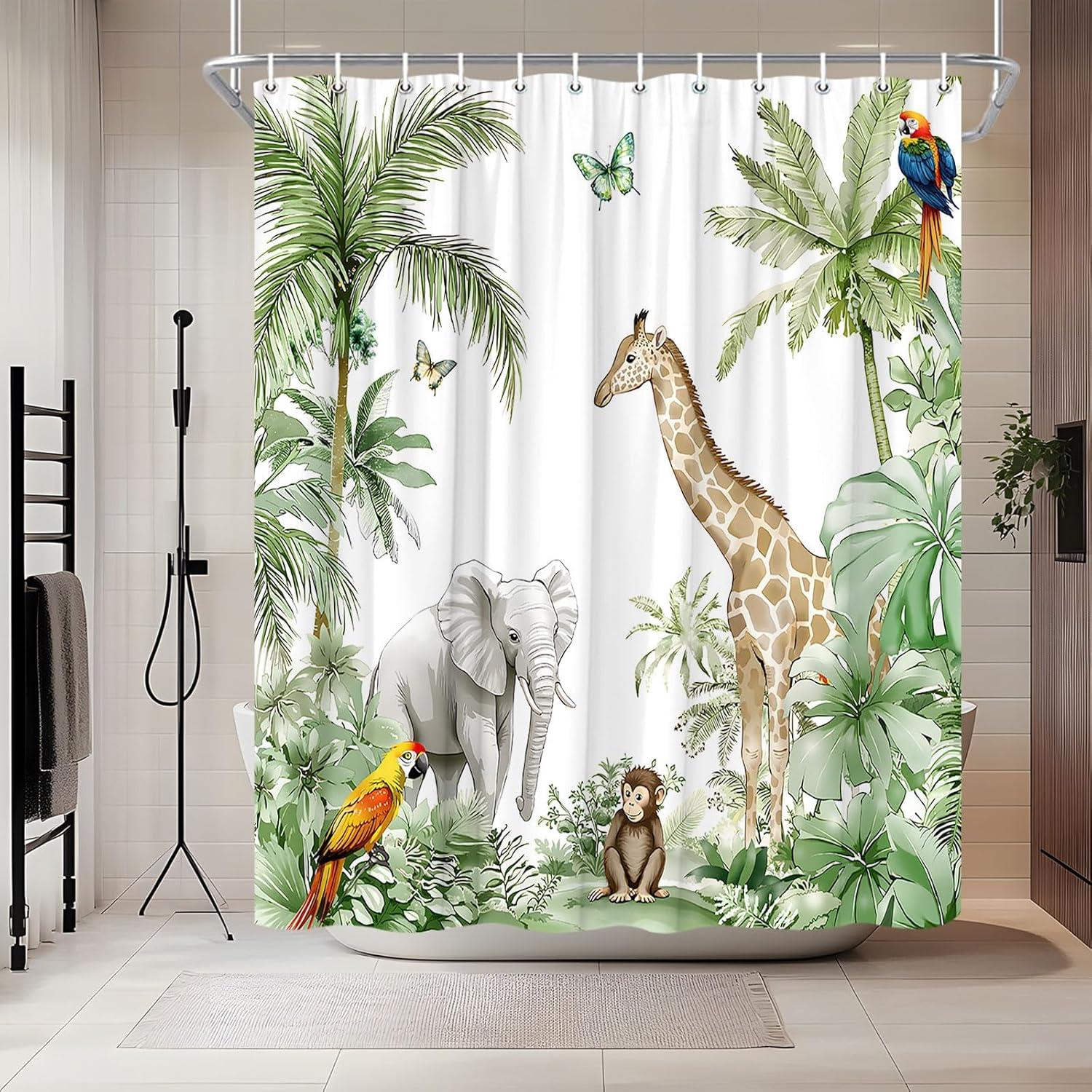 Cortina de Ducha Poliester HYEEHY 70x70 cm Animales Selva