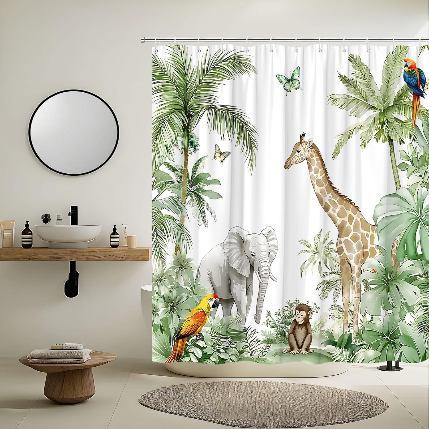 Cortina de Ducha Poliester HYEEHY 70x70 cm Animales Selva