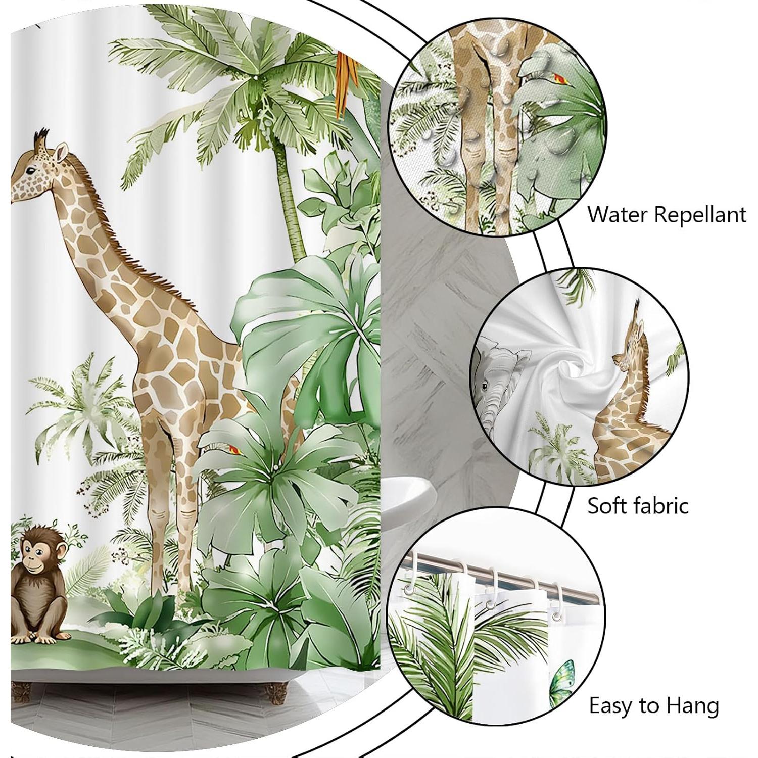 Cortina de Ducha Poliester HYEEHY 70x70 cm Animales Selva