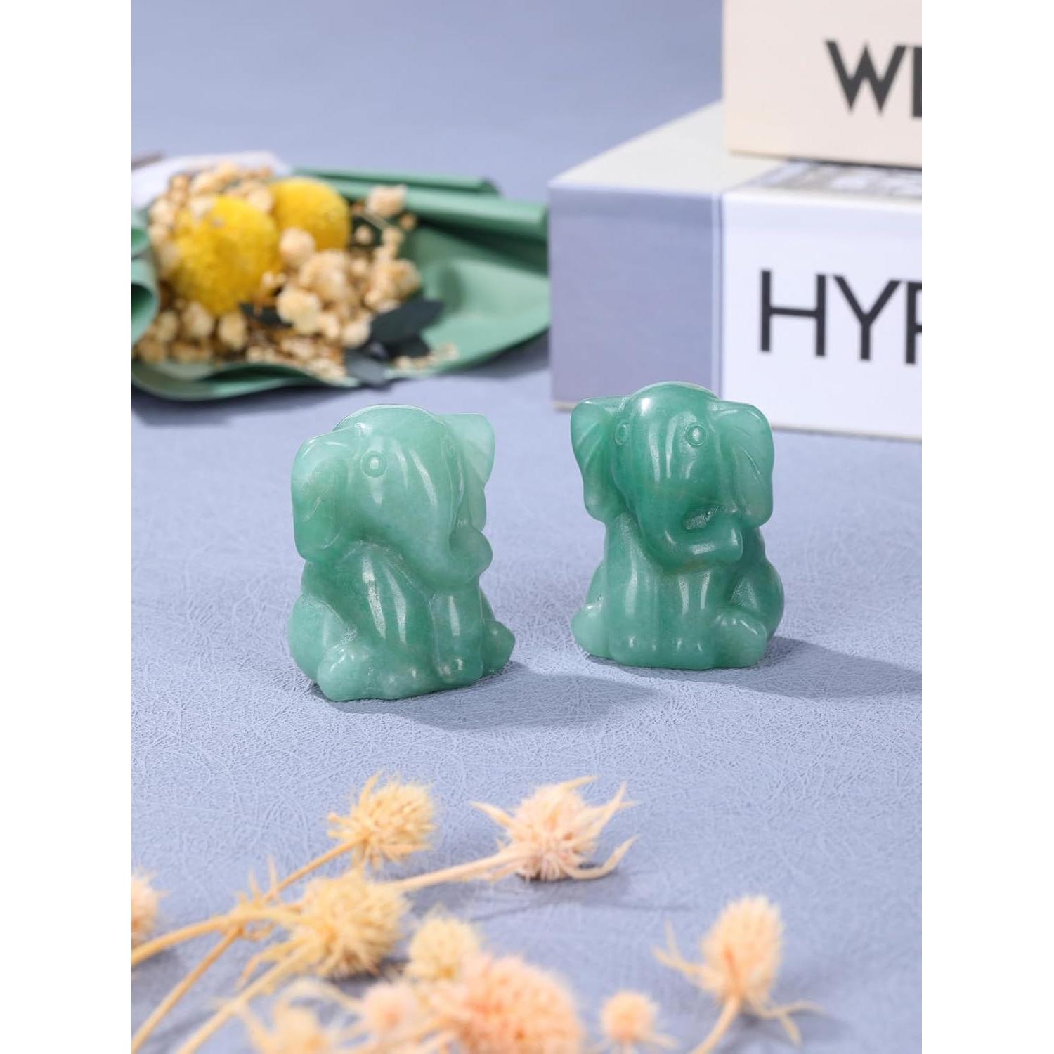 Estatua de Elefante de Cristal Aventurina Verde Jovivi 5cm