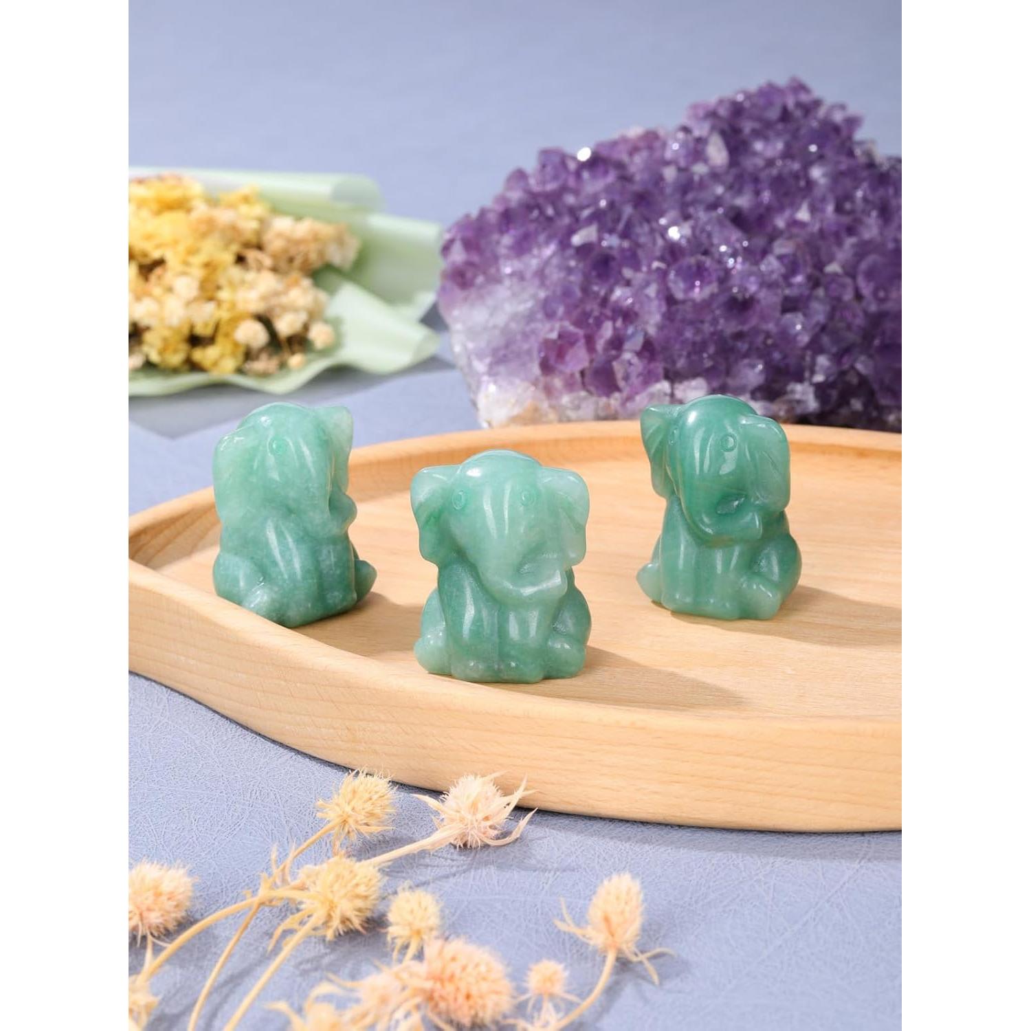 Estatua de Elefante de Cristal Aventurina Verde Jovivi 5cm