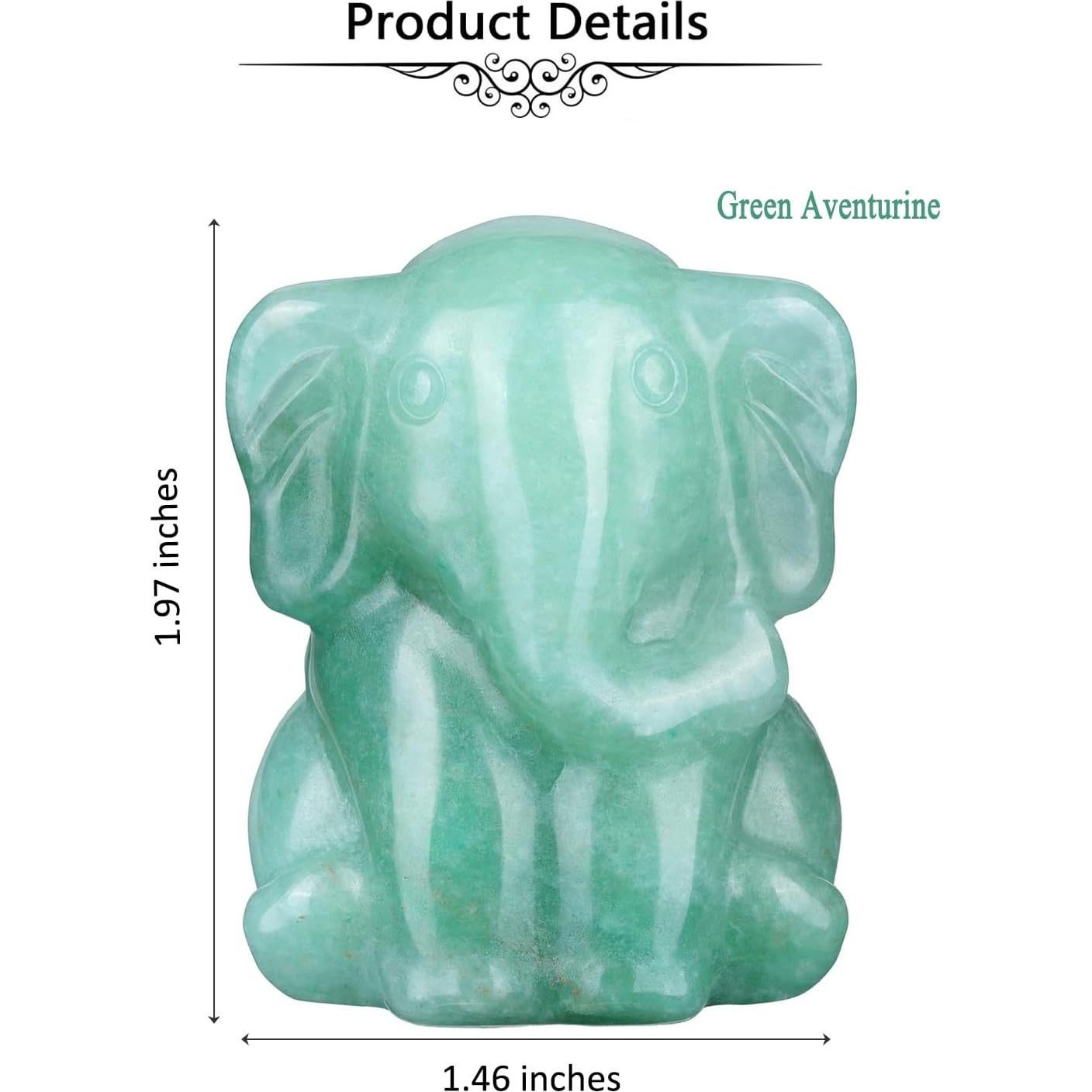 Estatua de Elefante de Cristal Aventurina Verde Jovivi 5cm
