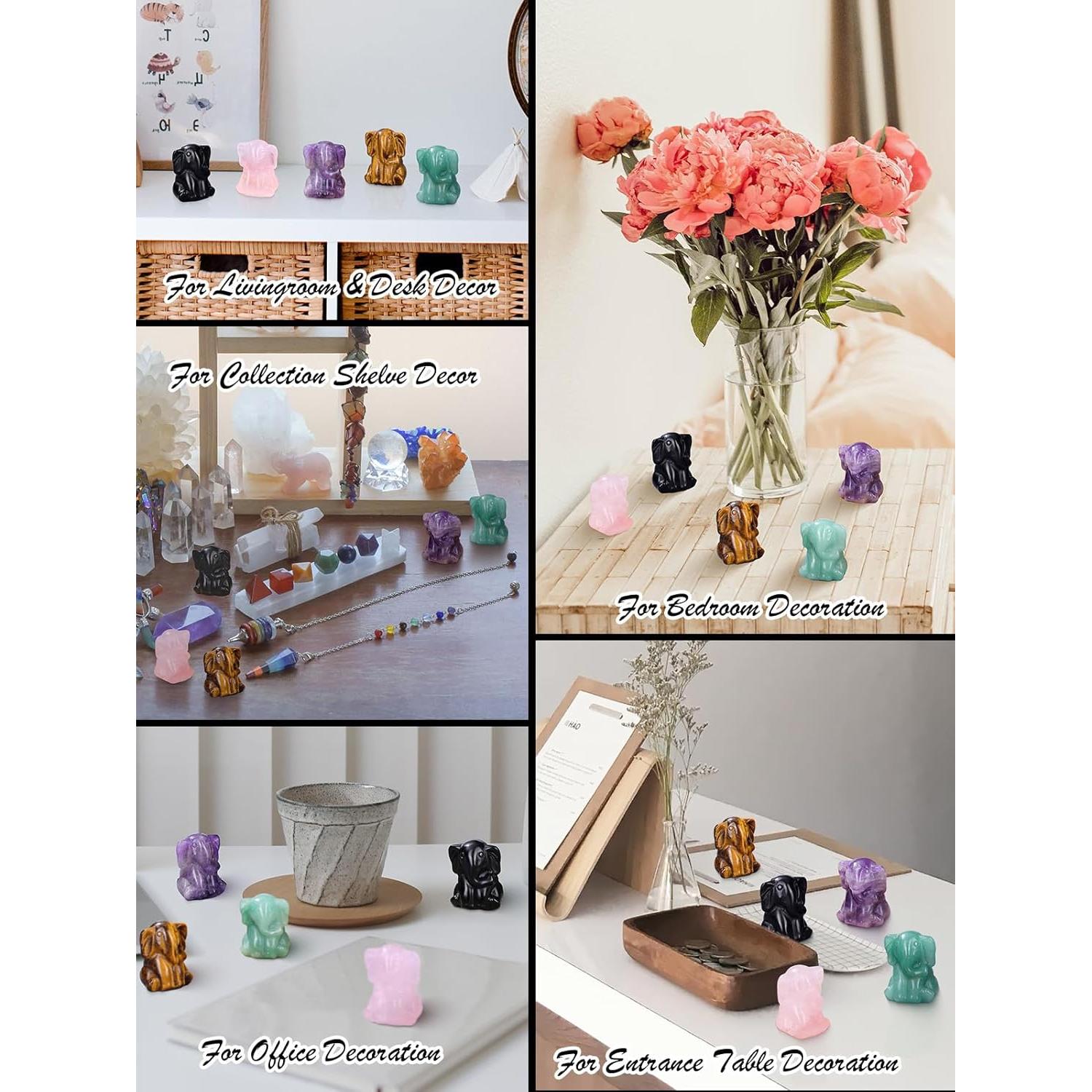 Estatua de Elefante de Cristal Aventurina Verde Jovivi 5cm