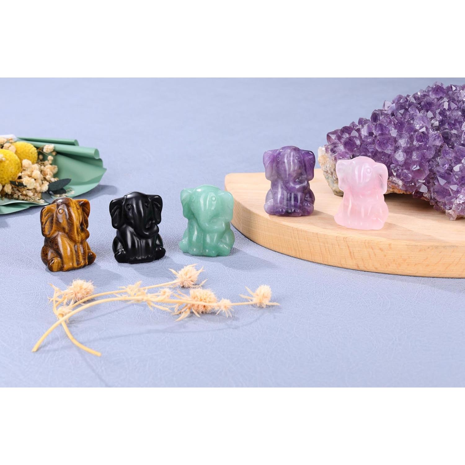 Estatua de Elefante de Cristal Aventurina Verde Jovivi 5cm